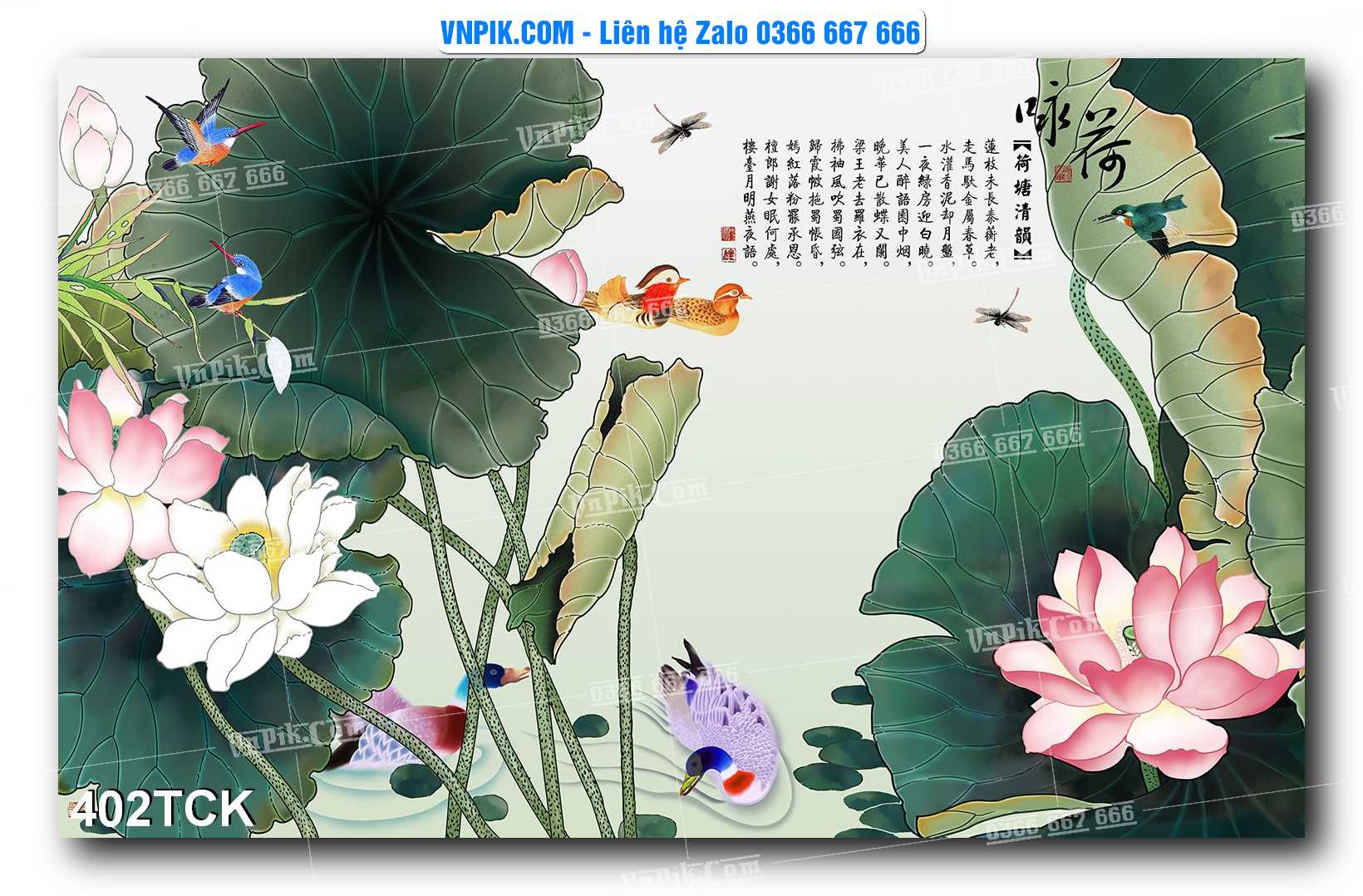 Tranh Hoa Sen – Cá Koi – Cá Chép  402TCK