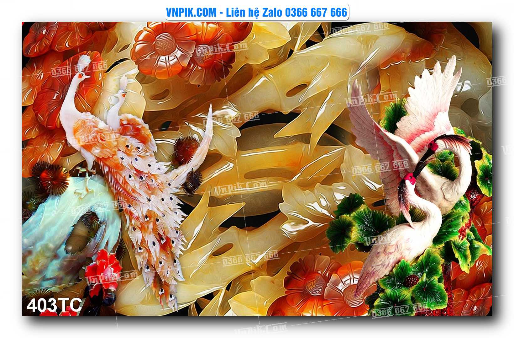 Tranh Treo Tường – Chim Công Hoa Mẫu Đơn 403TC