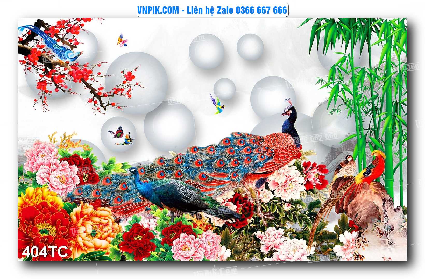 Tranh Treo Tường – Chim Công Hoa Mẫu Đơn 404TC