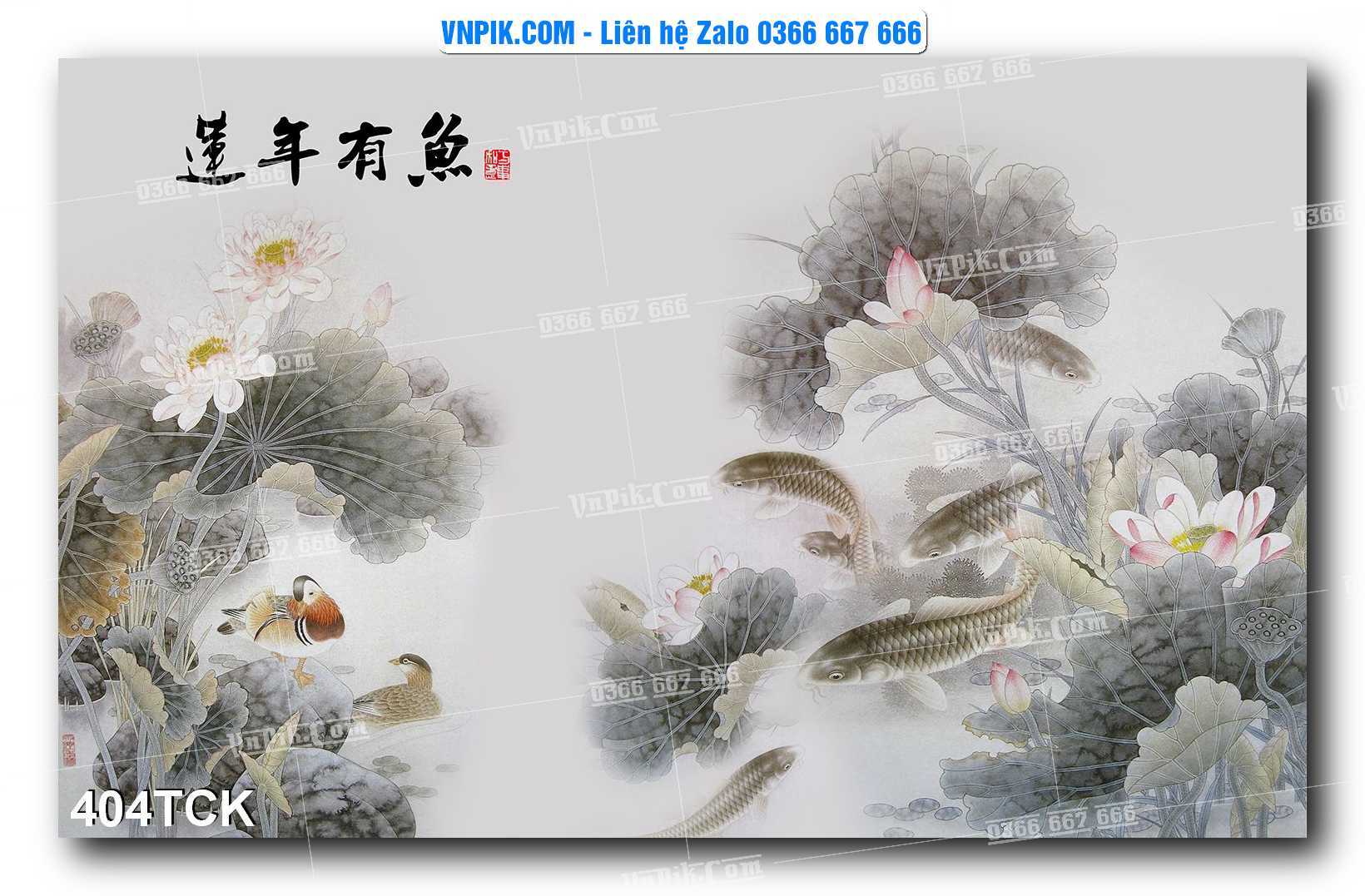 Tranh Hoa Sen – Cá Koi – Cá Chép  404TCK