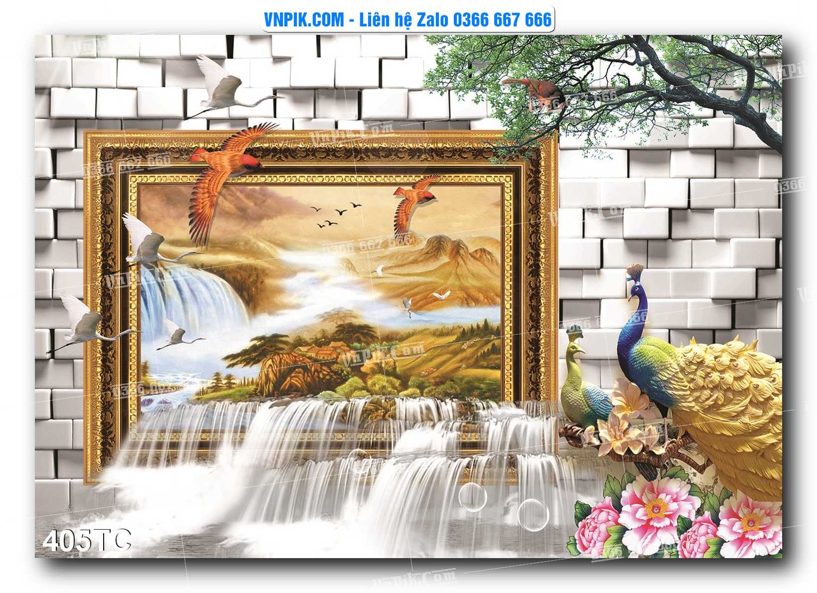 Tranh Treo Tường – Chim Công Hoa Mẫu Đơn 405TC