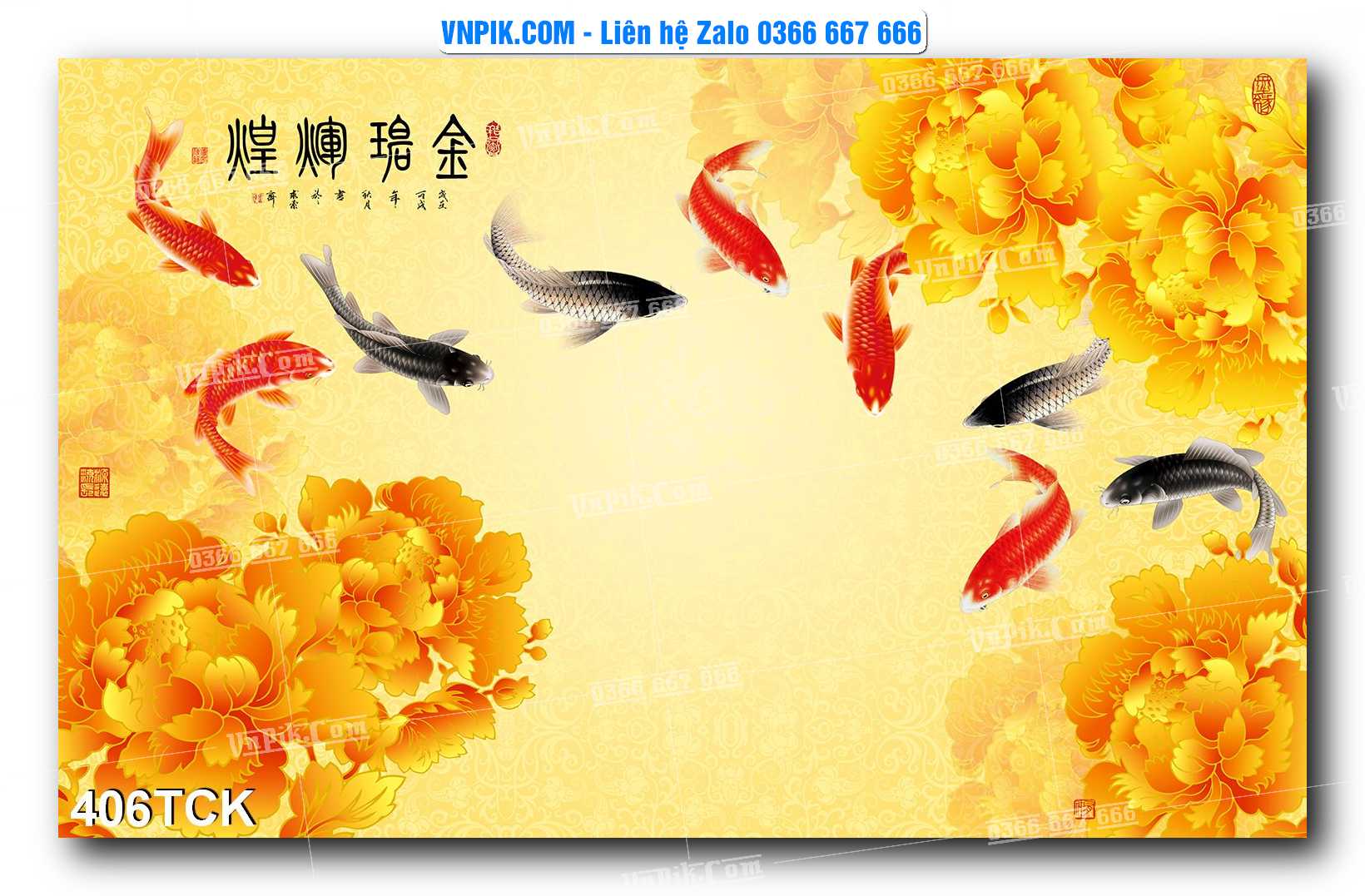 Tranh Hoa Sen – Cá Koi – Cá Chép  406TCK