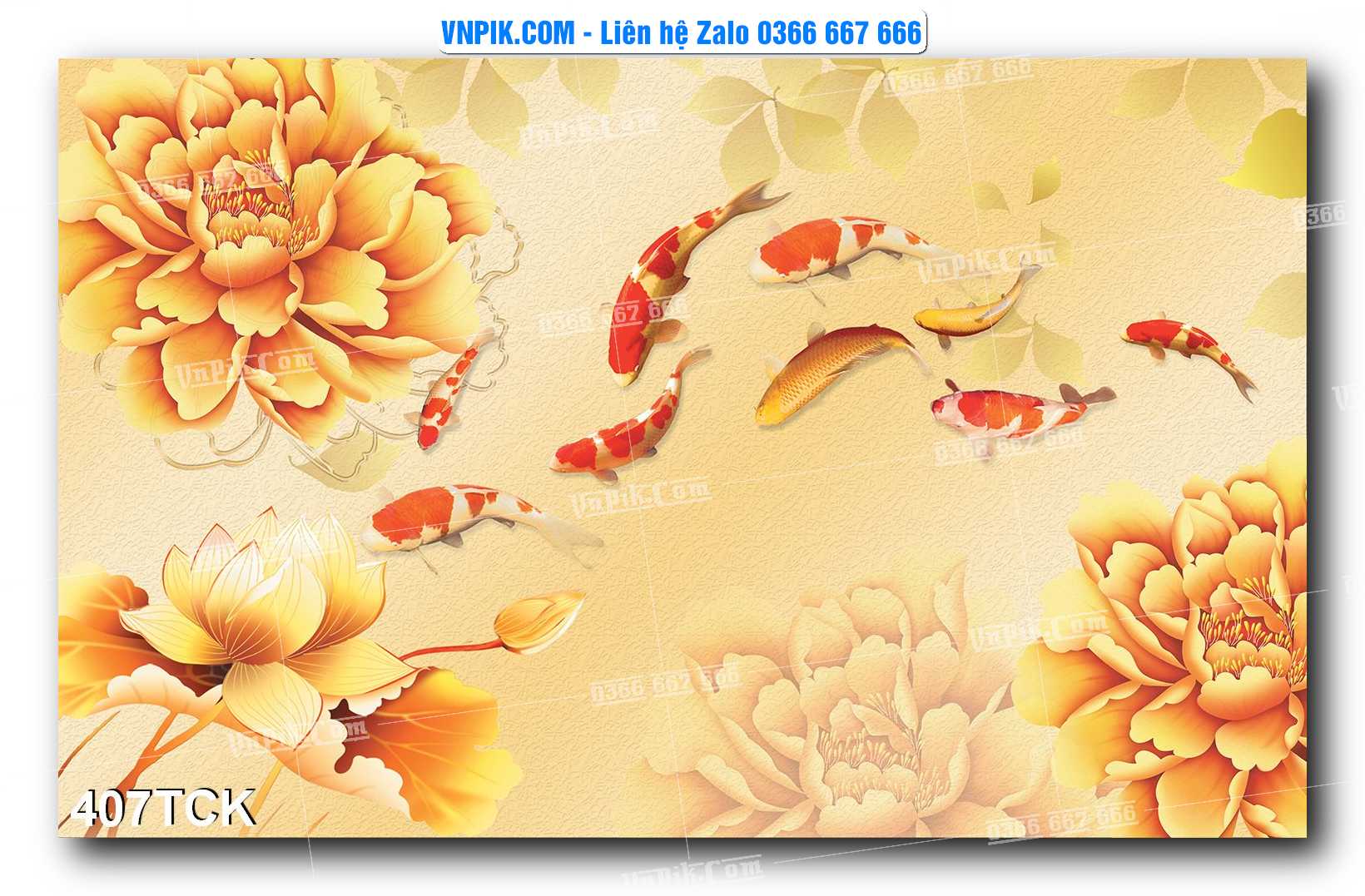 Tranh Hoa Sen – Cá Koi – Cá Chép  407TCK