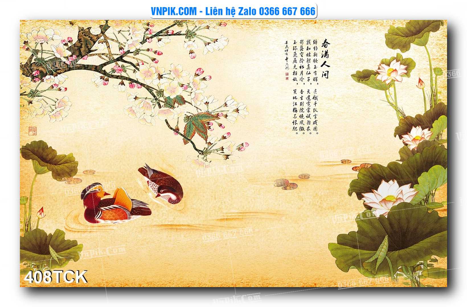 Tranh Hoa Sen – Cá Koi – Cá Chép  408TCK