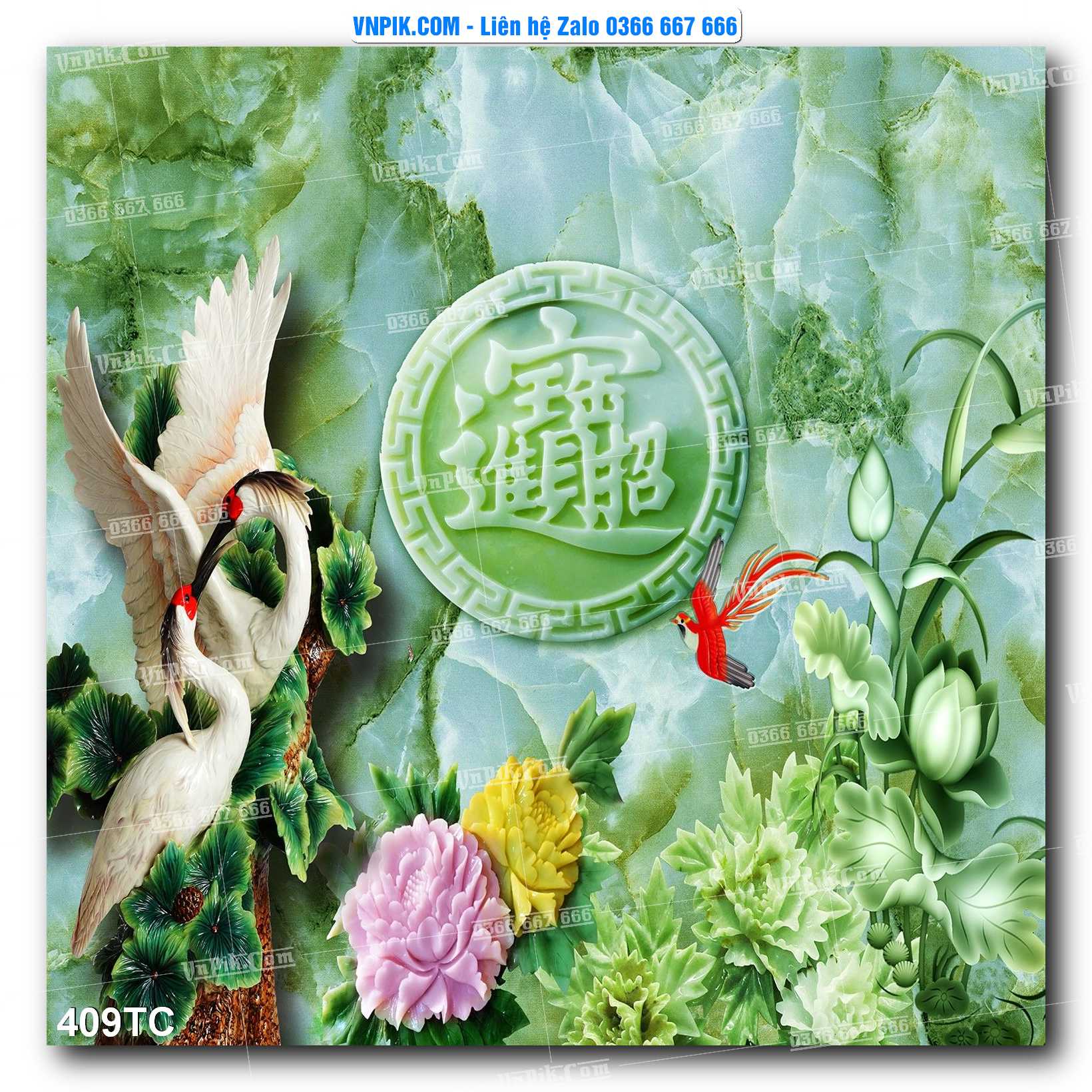 Tranh Treo Tường – Chim Công Hoa Mẫu Đơn 409TC