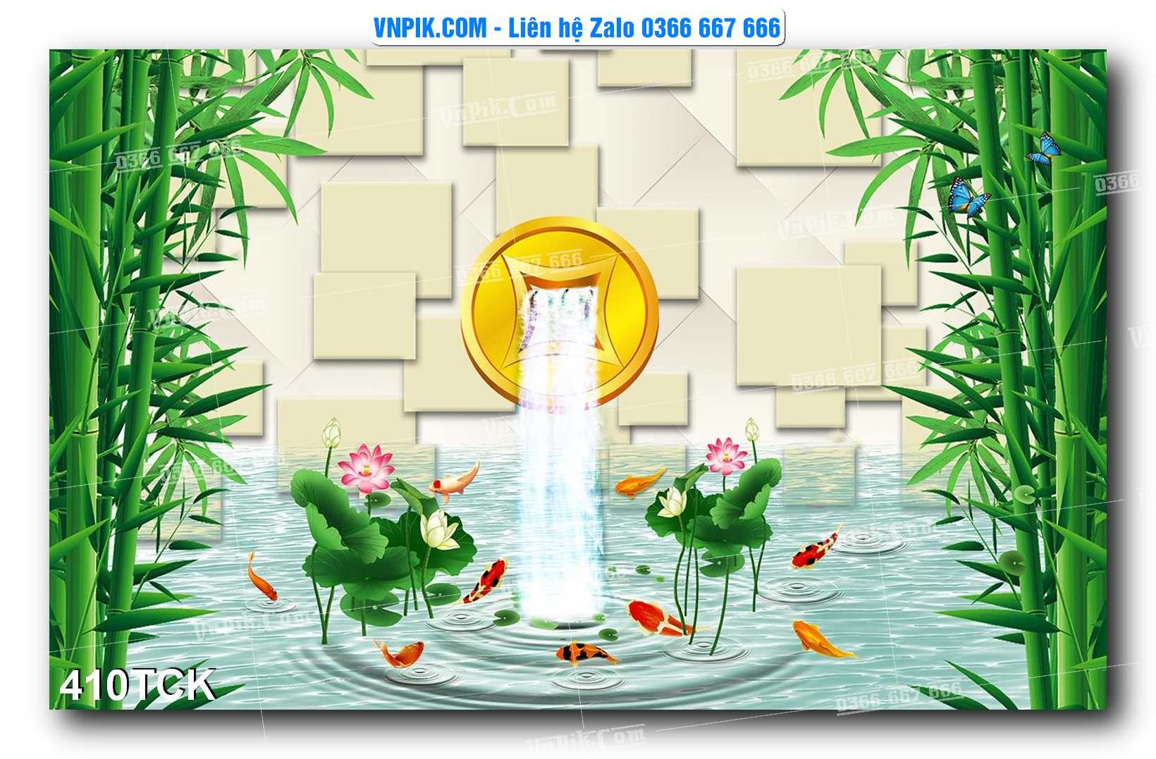 Tranh Hoa Sen – Cá Koi – Cá Chép  410TCK