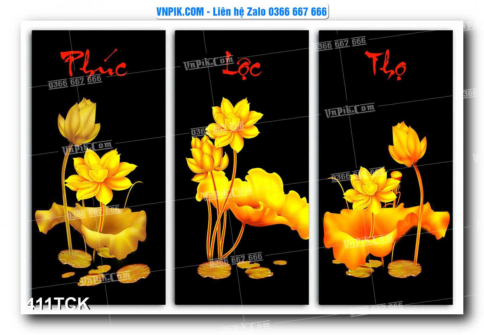 Tranh Hoa Sen – Cá Koi – Cá Chép  411TCK