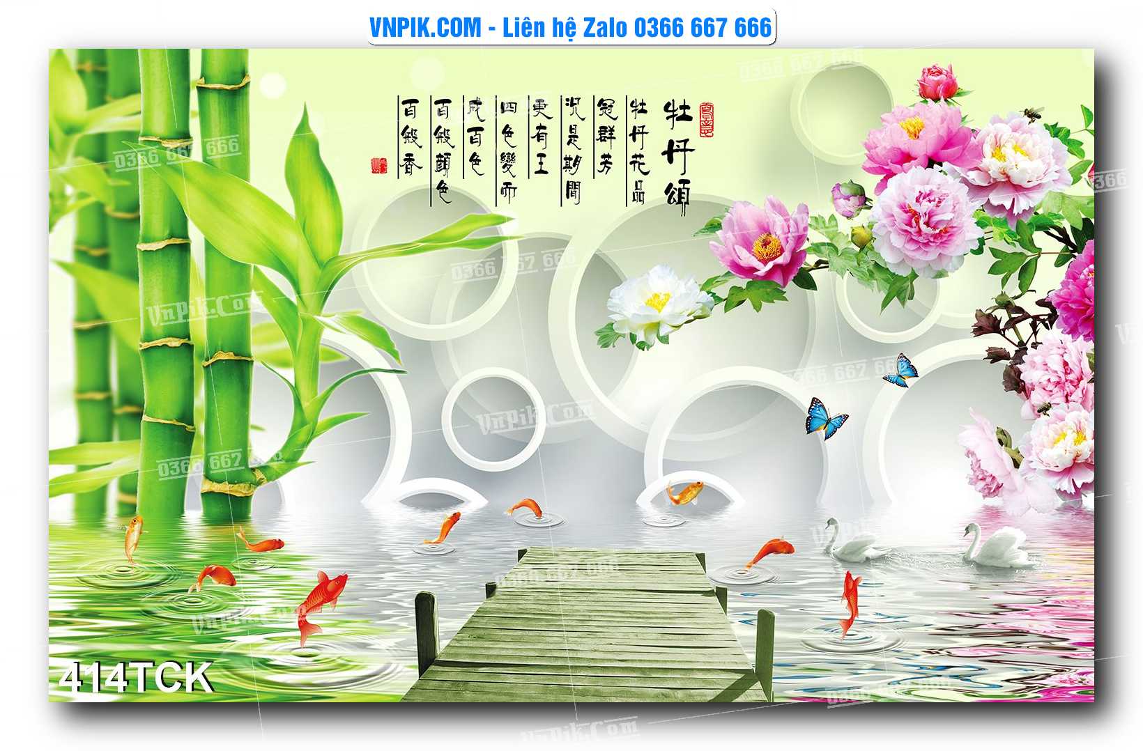 Tranh Hoa Sen – Cá Koi – Cá Chép  414TCK