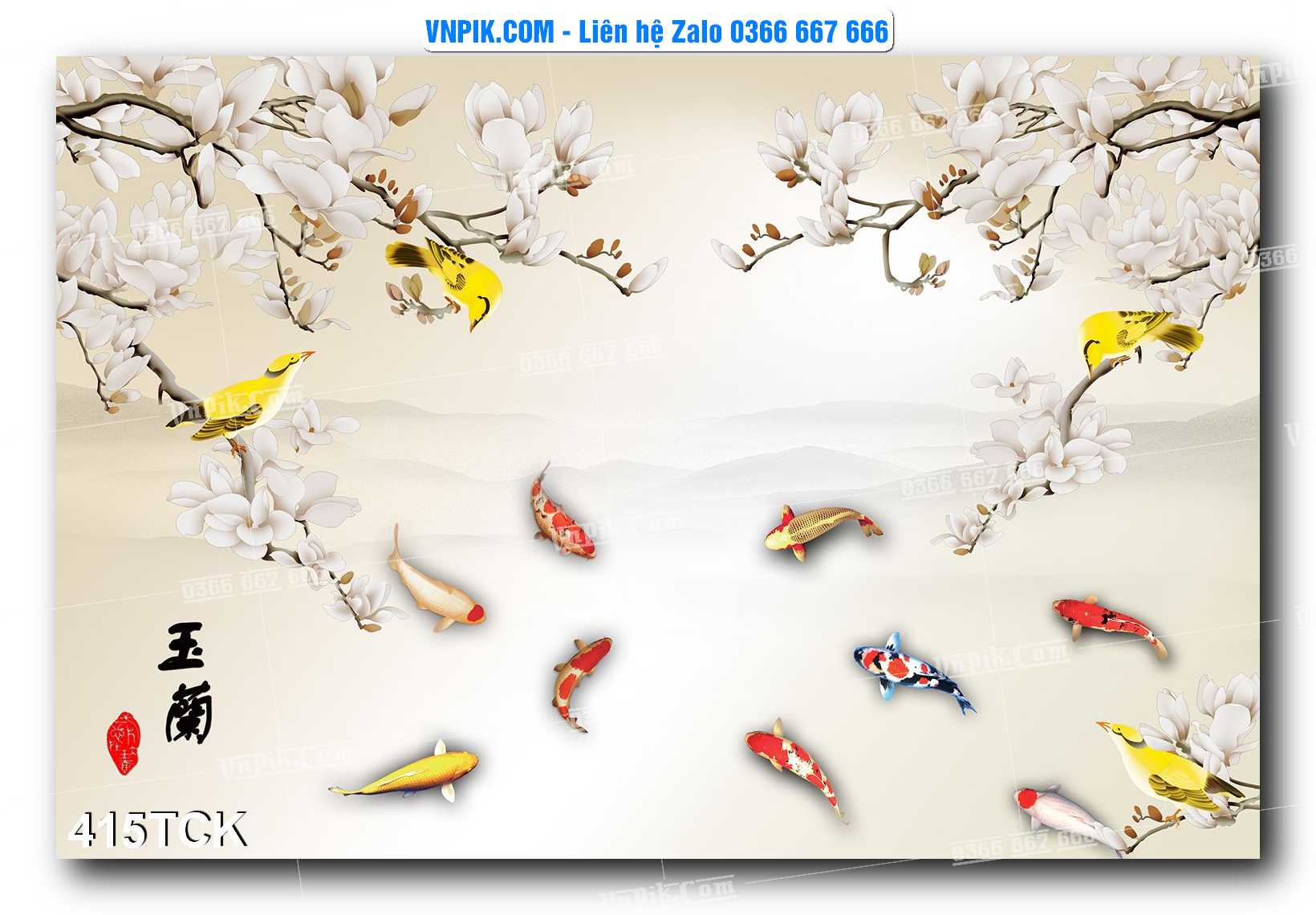 Tranh Hoa Sen – Cá Koi – Cá Chép  415TCK