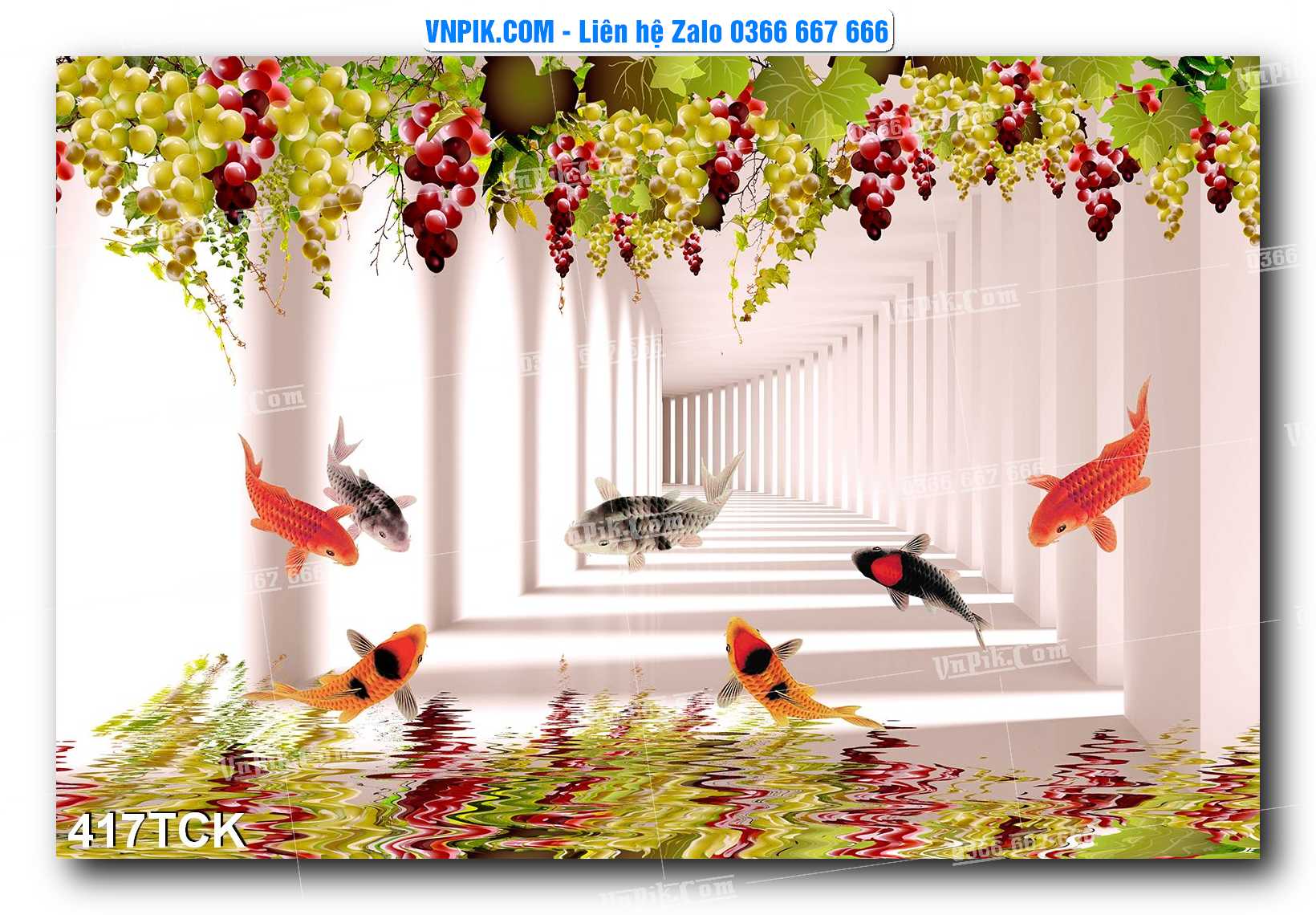 Tranh Hoa Sen – Cá Koi – Cá Chép  417TCK