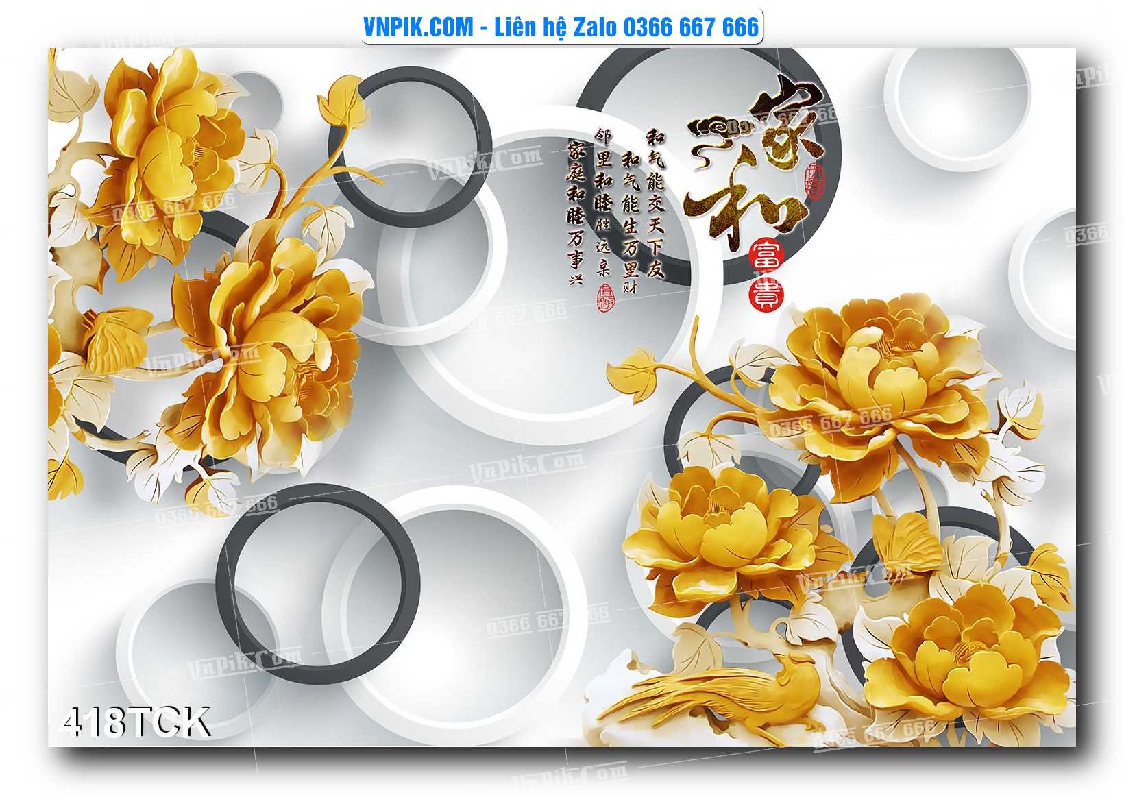 Tranh Hoa Sen – Cá Koi – Cá Chép  418TCK