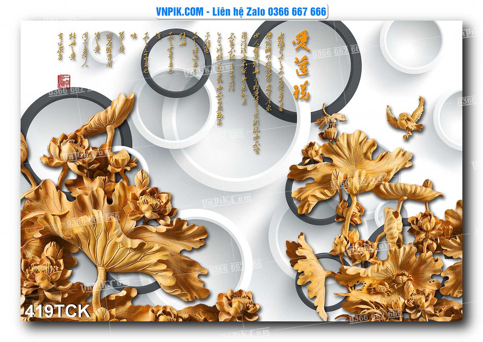 Tranh Hoa Sen – Cá Koi – Cá Chép  419TCK