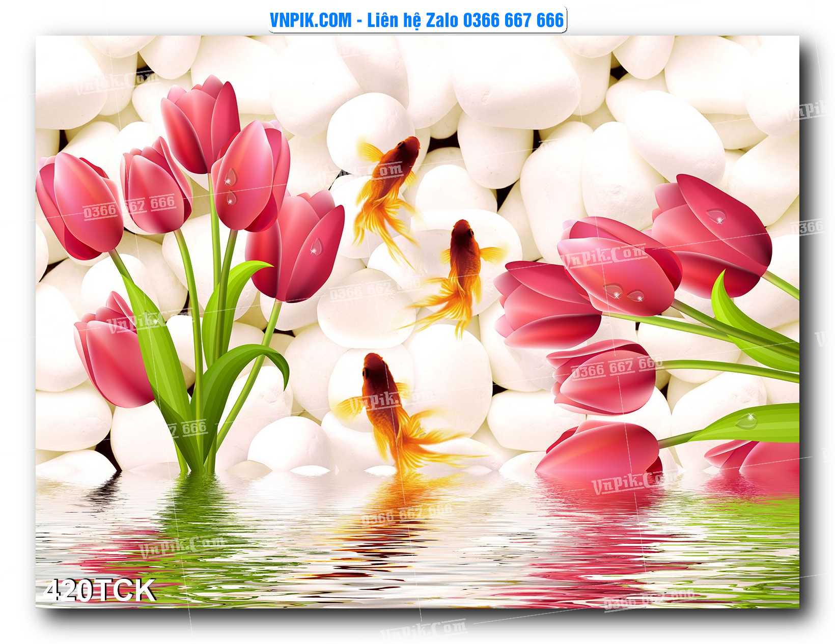Tranh Hoa Sen – Cá Koi – Cá Chép  420TCK