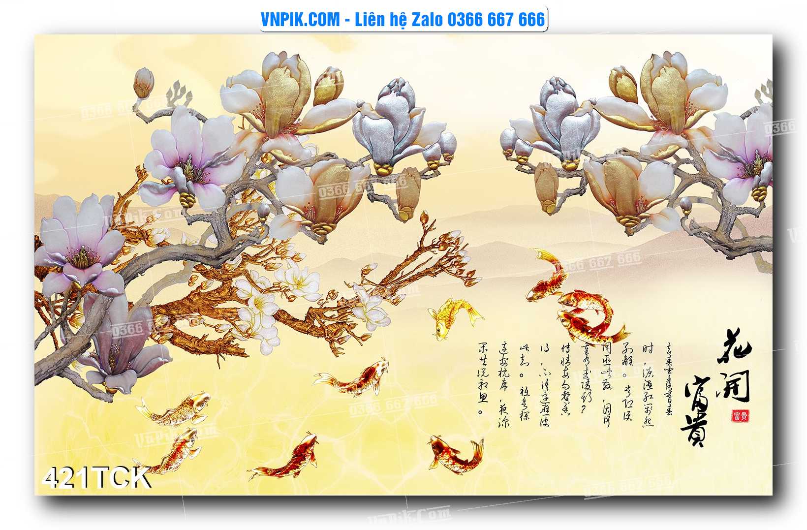 Tranh Hoa Sen – Cá Koi – Cá Chép  421TCK