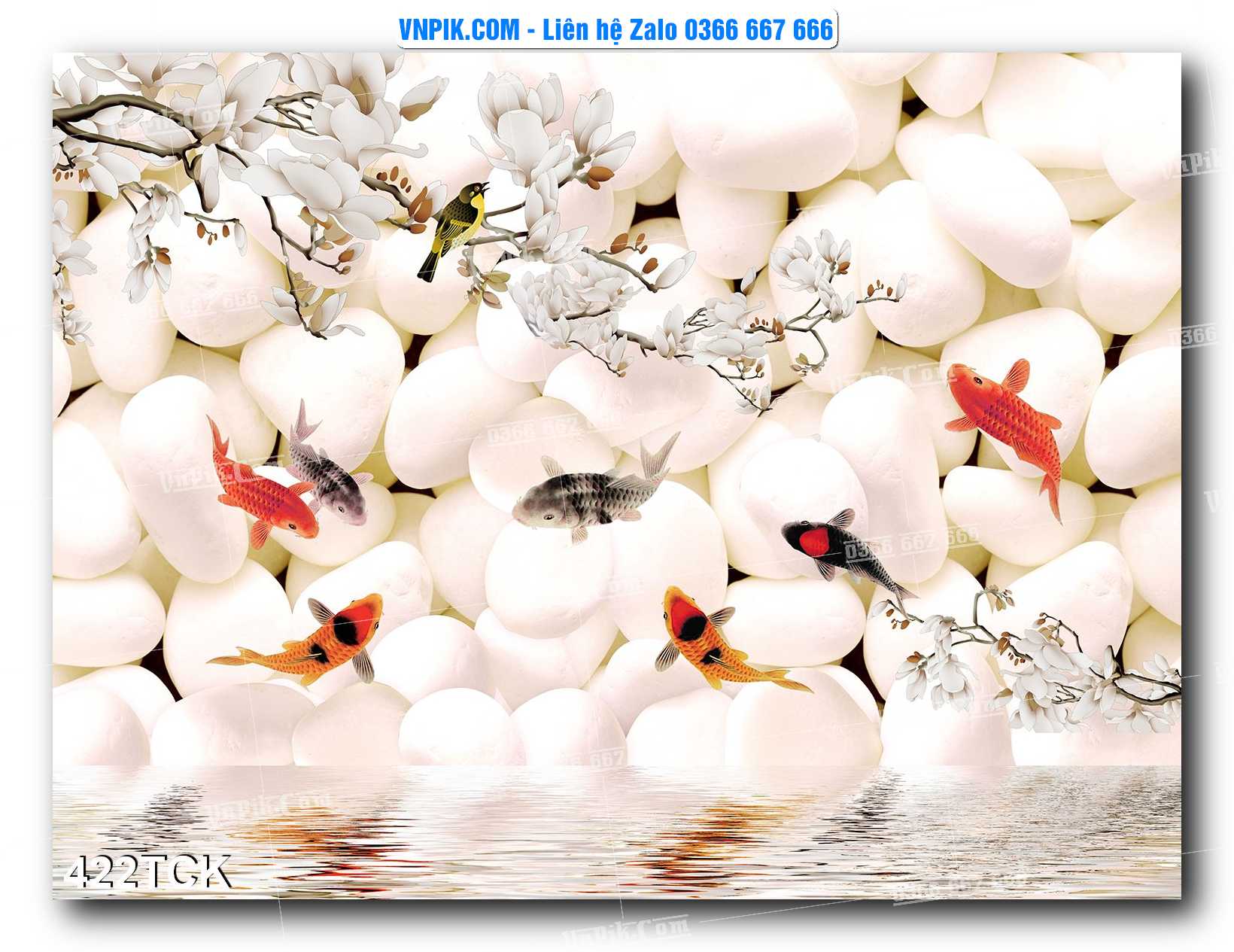 Tranh Hoa Sen – Cá Koi – Cá Chép  422TCK