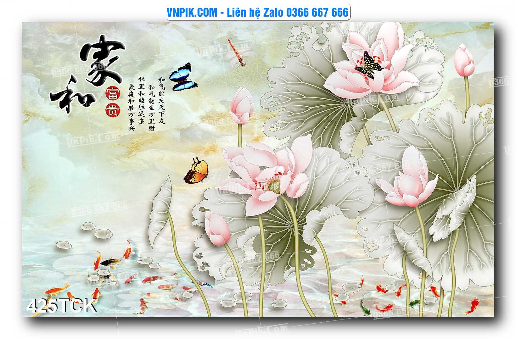 Tranh Hoa Sen – Cá Koi – Cá Chép  425TCK