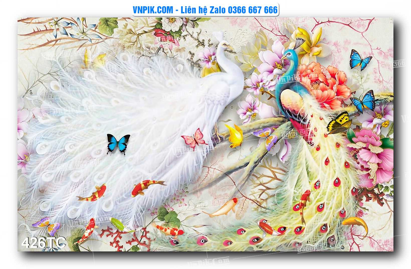 Tranh Treo Tường – Chim Công Hoa Mẫu Đơn 426TC
