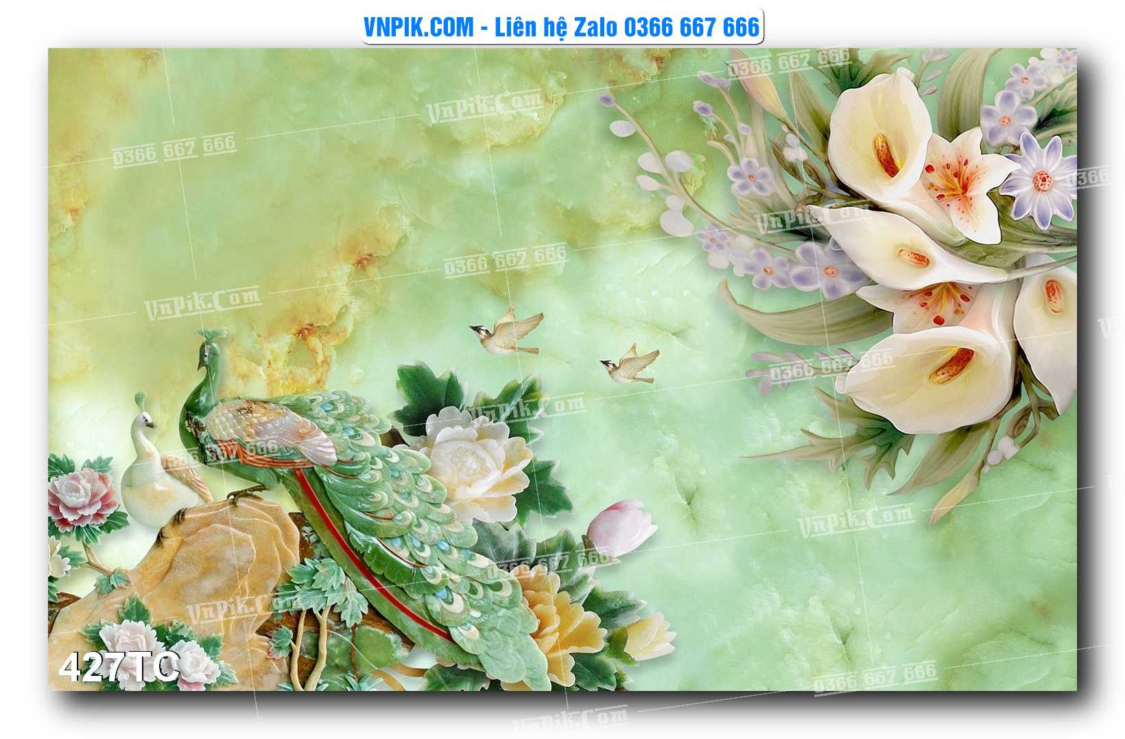 Tranh Treo Tường – Chim Công Hoa Mẫu Đơn 427TC