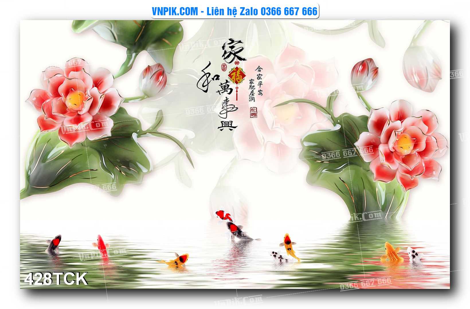 Tranh Hoa Sen – Cá Koi – Cá Chép  428TCK