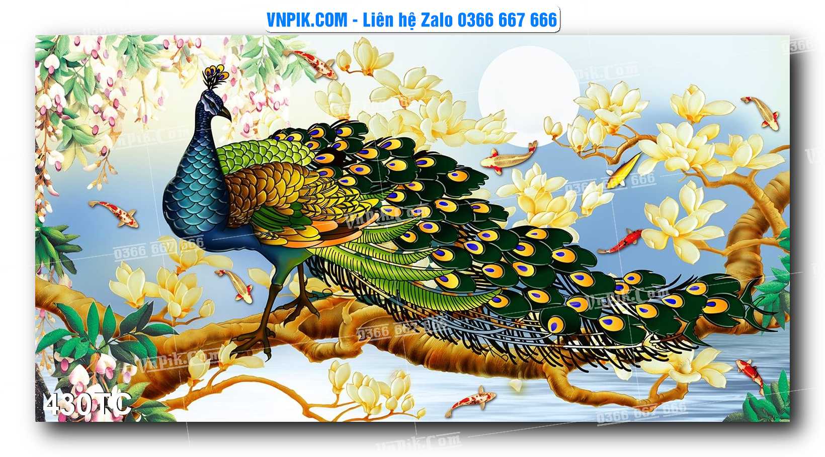 Tranh Treo Tường – Chim Công Hoa Mẫu Đơn 430TC