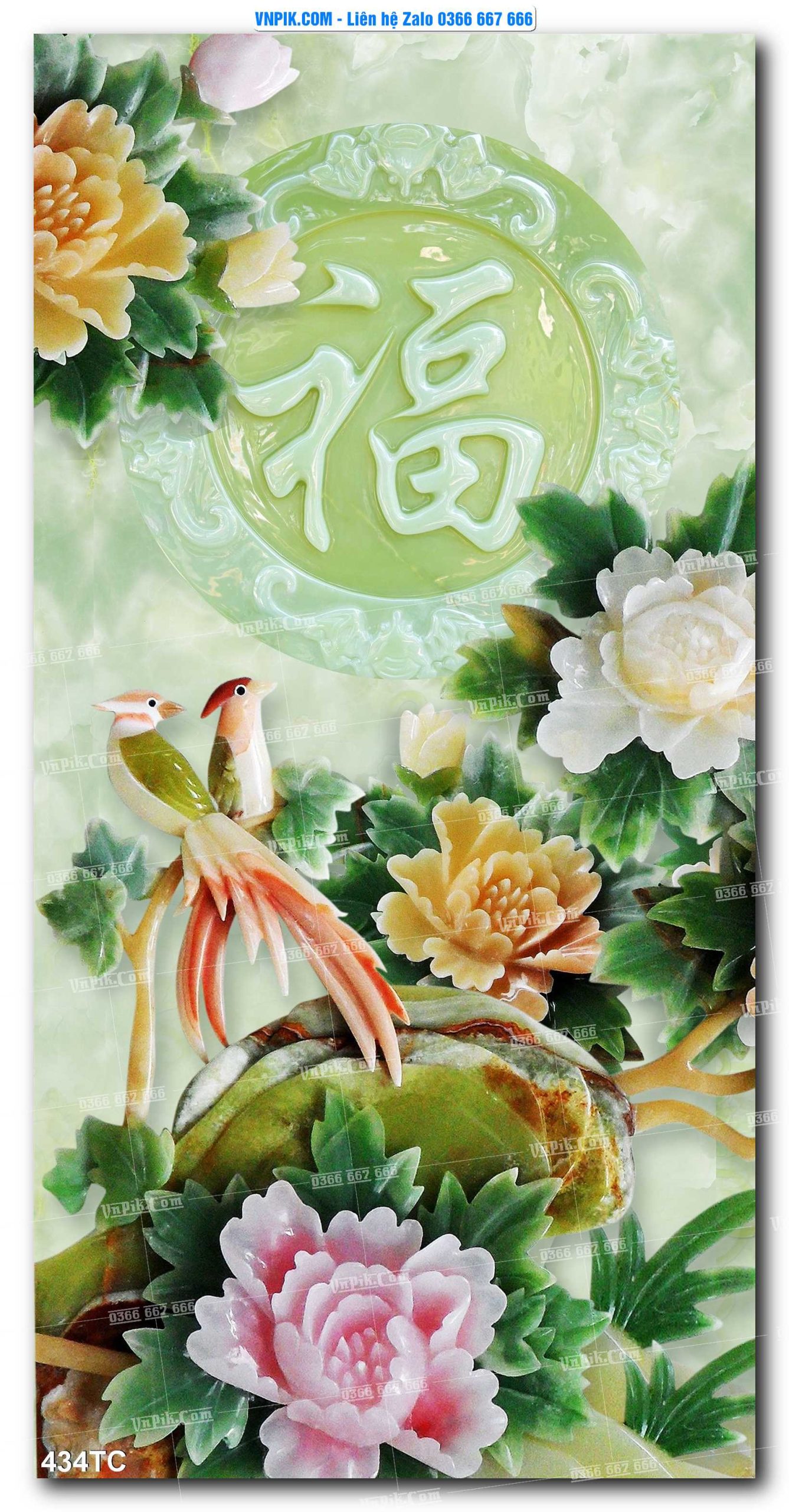 Tranh Treo Tường – Chim Công Hoa Mẫu Đơn 434TC