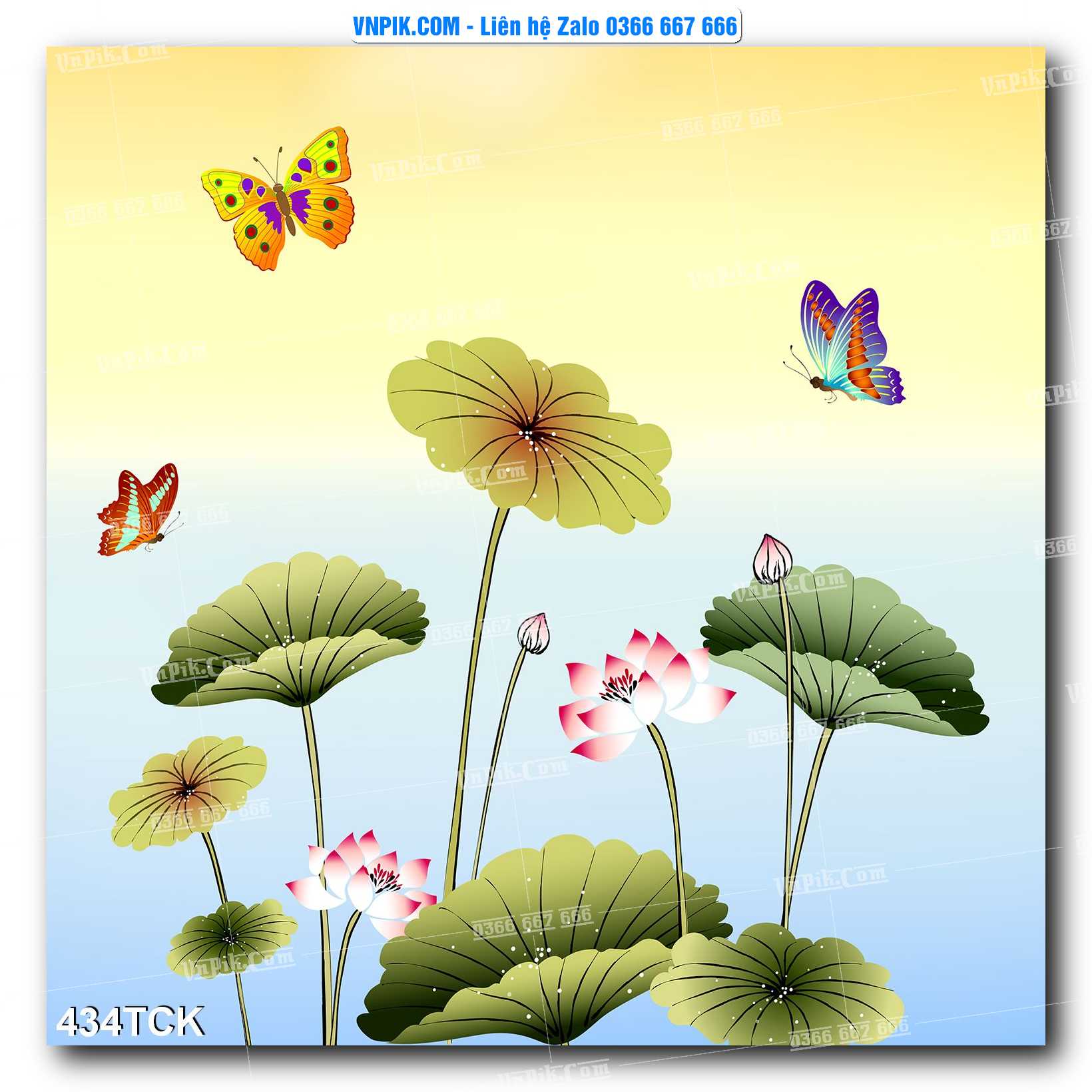 Tranh Hoa Sen – Cá Koi – Cá Chép  434TCK