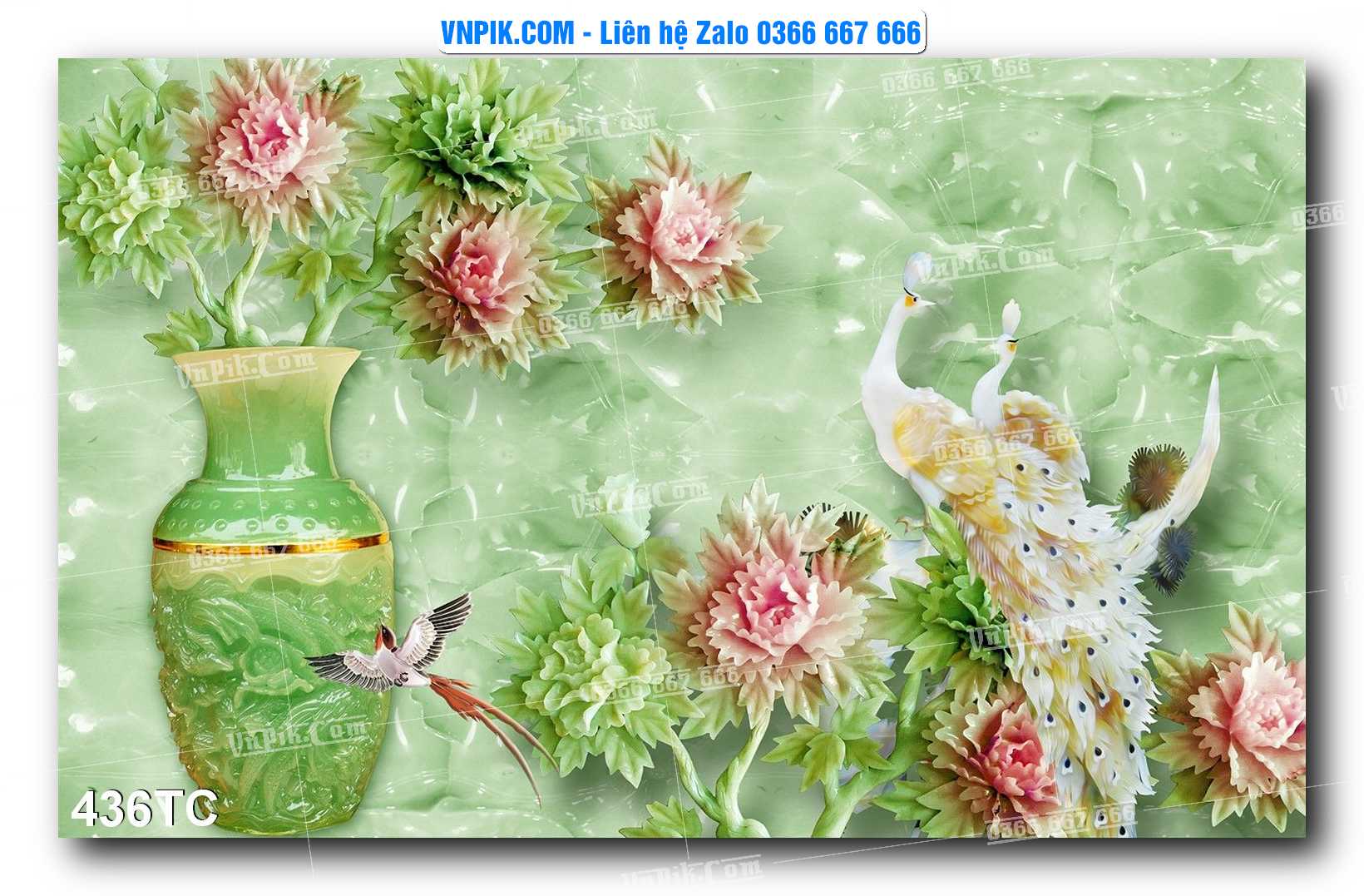 Tranh Treo Tường – Chim Công Hoa Mẫu Đơn 436TC