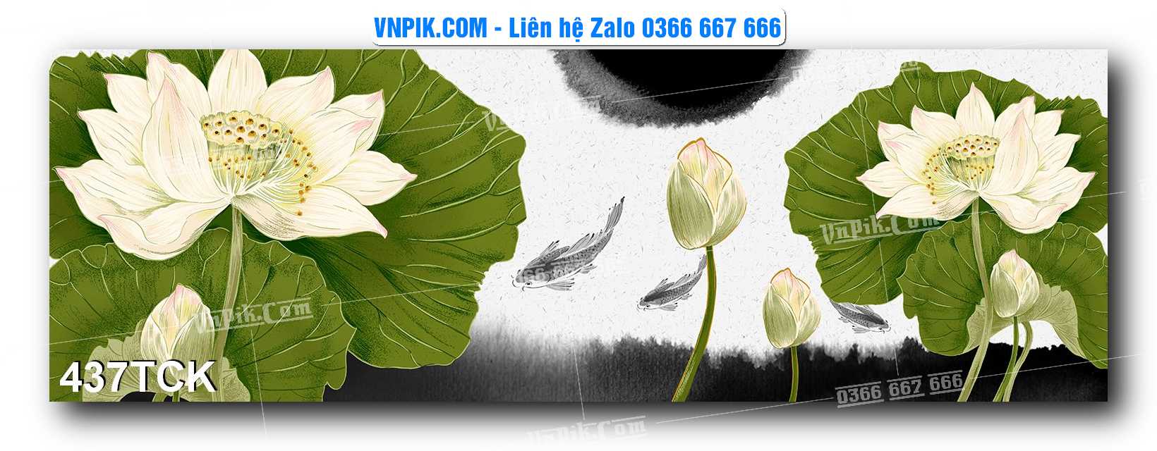 Tranh Hoa Sen – Cá Koi – Cá Chép  437TCK