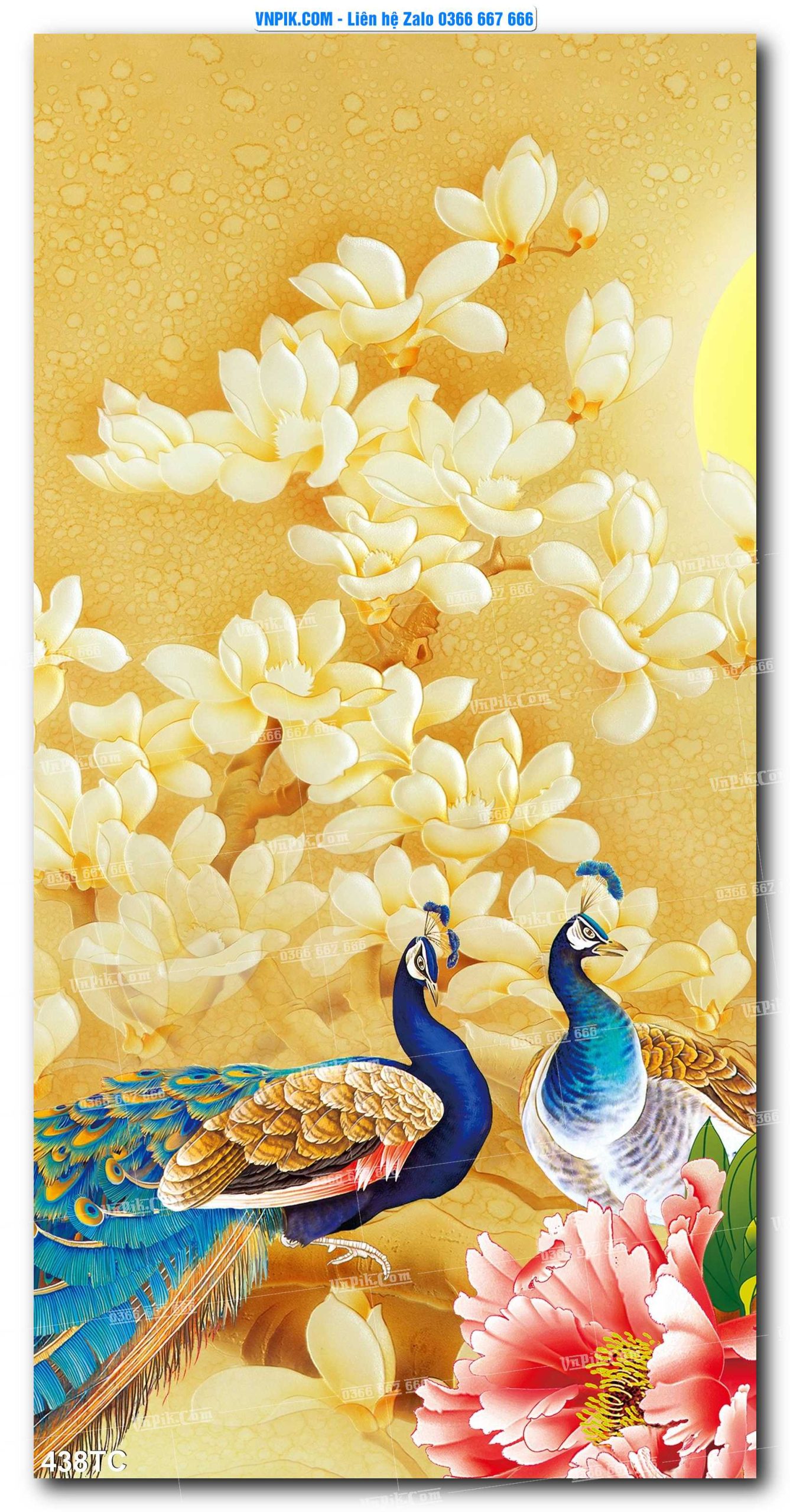Tranh Treo Tường – Chim Công Hoa Mẫu Đơn 438TC
