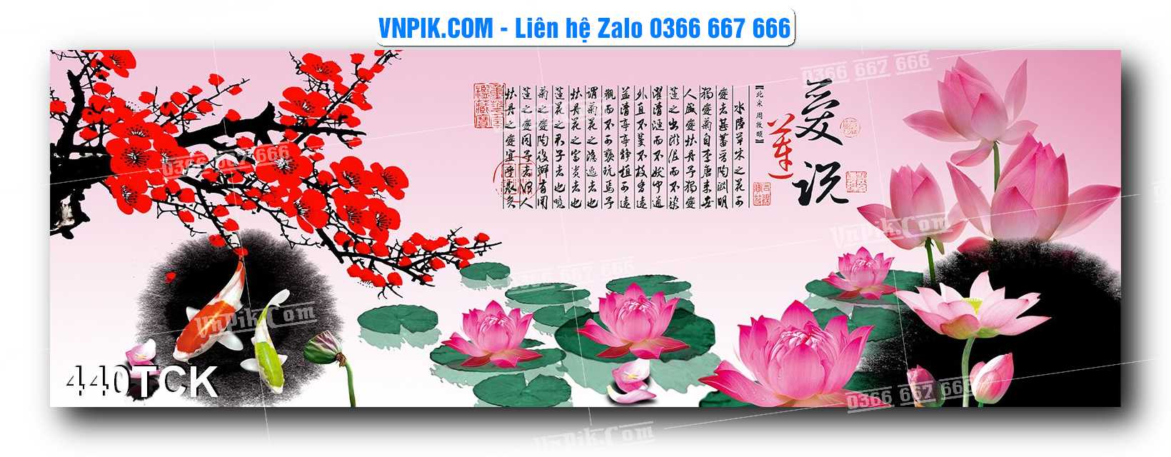 Tranh Hoa Sen – Cá Koi – Cá Chép  440TCK