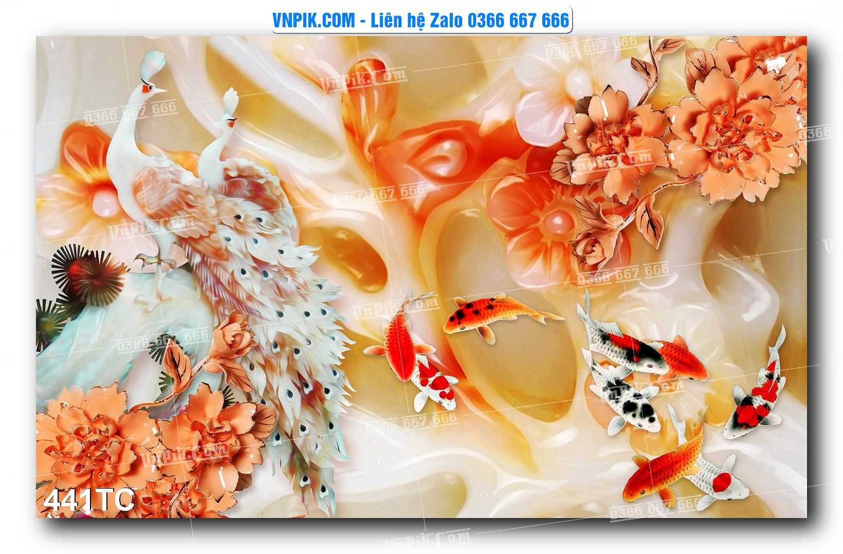 Tranh Treo Tường – Chim Công Hoa Mẫu Đơn 441TC