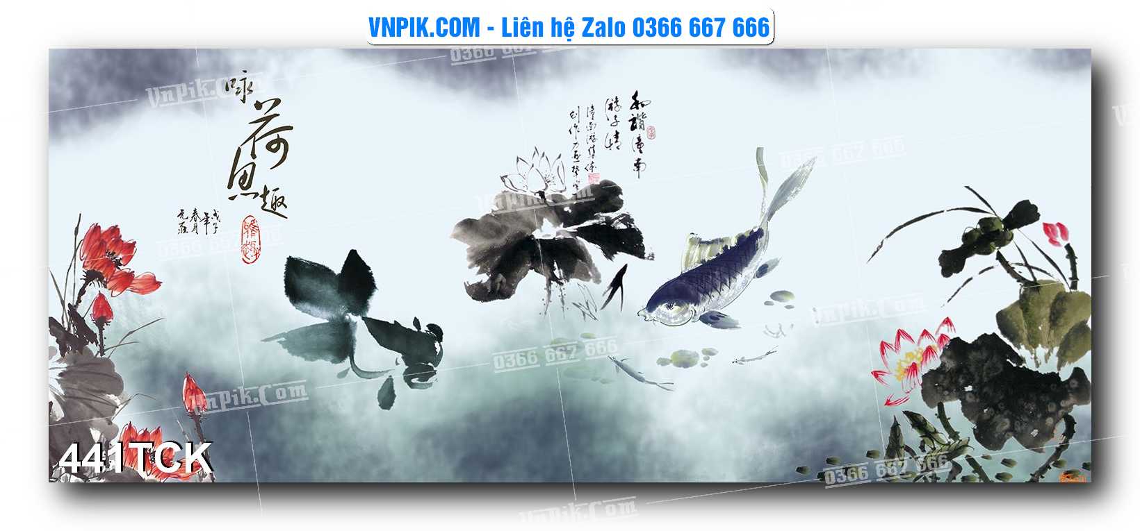 Tranh Hoa Sen – Cá Koi – Cá Chép  441TCK