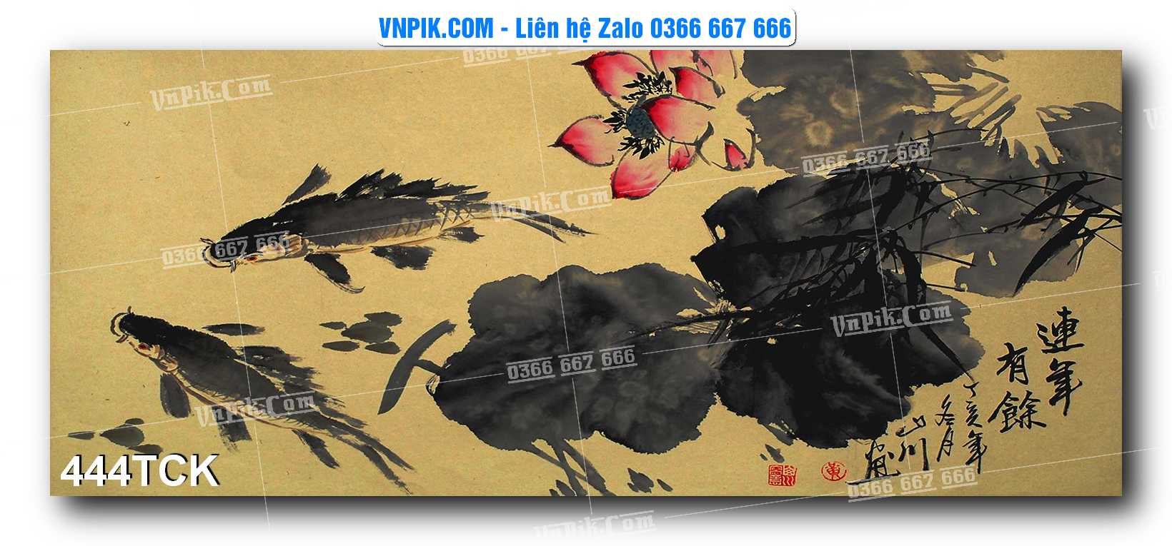 Tranh Hoa Sen – Cá Koi – Cá Chép  444TCK