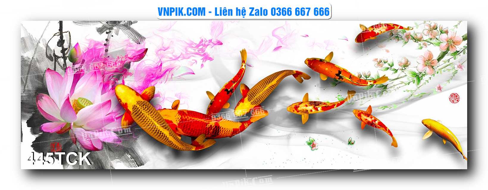 Tranh Hoa Sen – Cá Koi – Cá Chép  445TCK