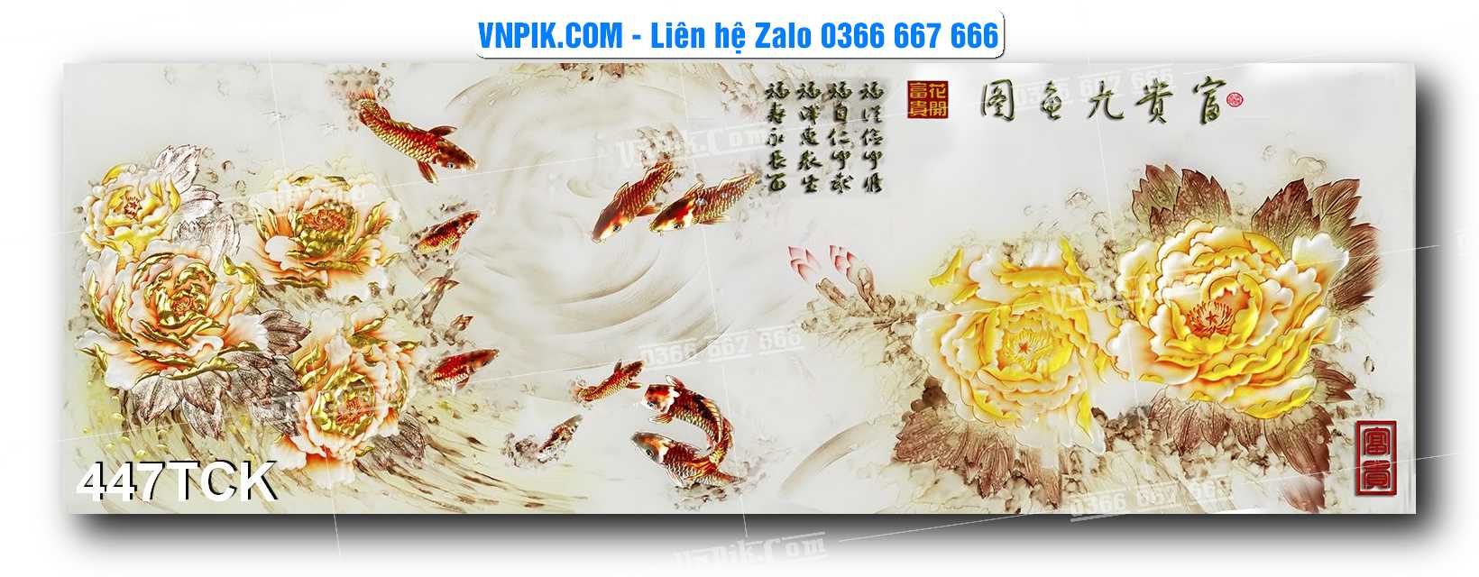Tranh Hoa Sen – Cá Koi – Cá Chép  447TCK