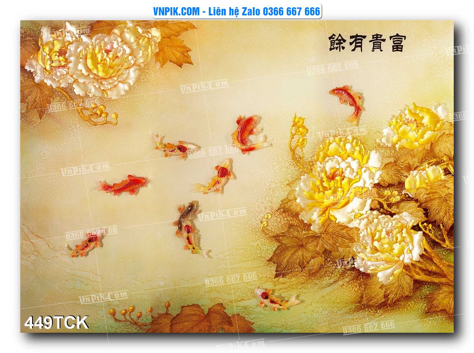 Tranh Hoa Sen – Cá Koi – Cá Chép  449TCK