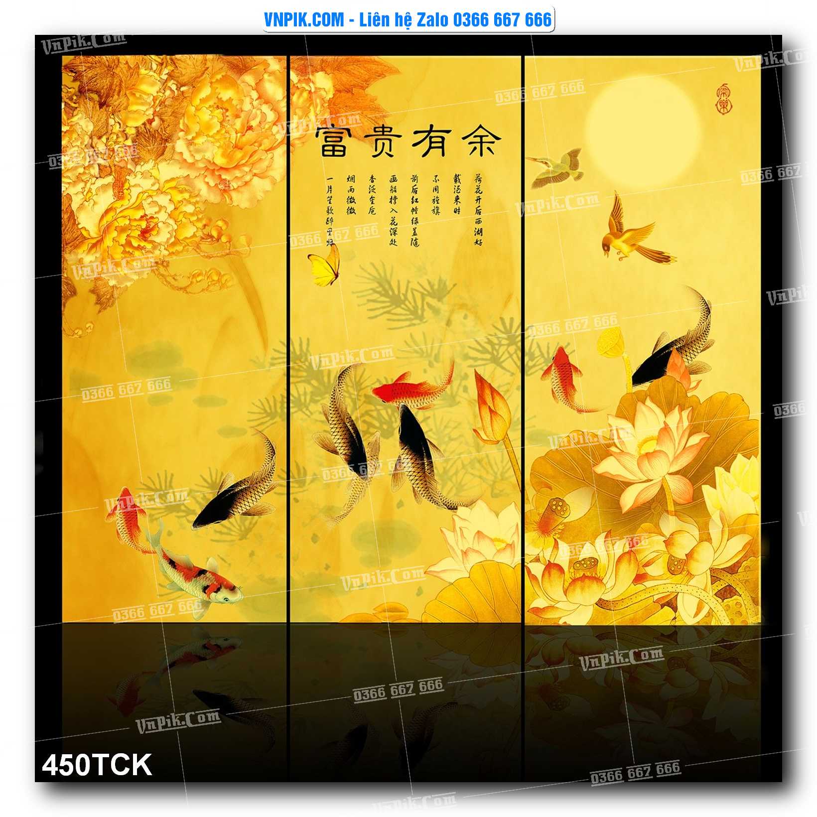 Tranh Hoa Sen – Cá Koi – Cá Chép  450TCK