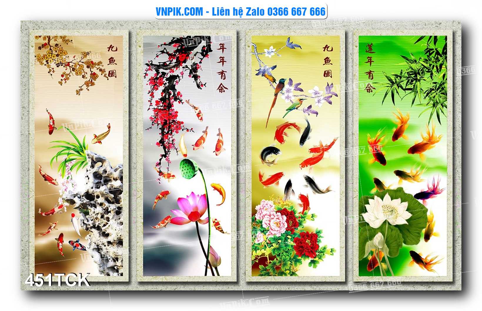 Tranh Hoa Sen – Cá Koi – Cá Chép  451TCK
