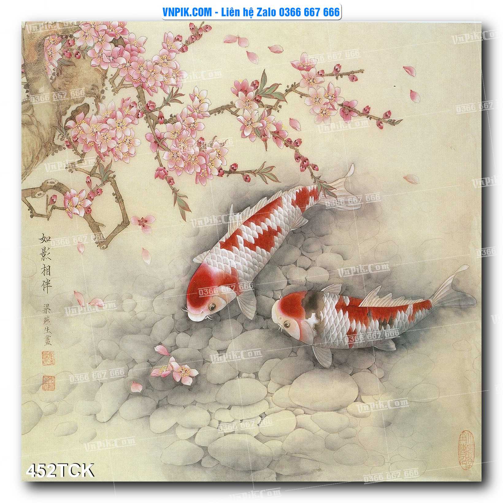 Tranh Hoa Sen – Cá Koi – Cá Chép  452TCK