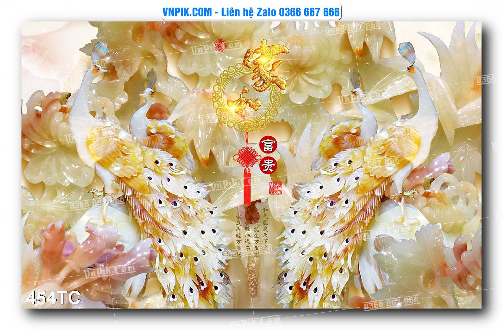 Tranh Treo Tường – Chim Công Hoa Mẫu Đơn 454TC