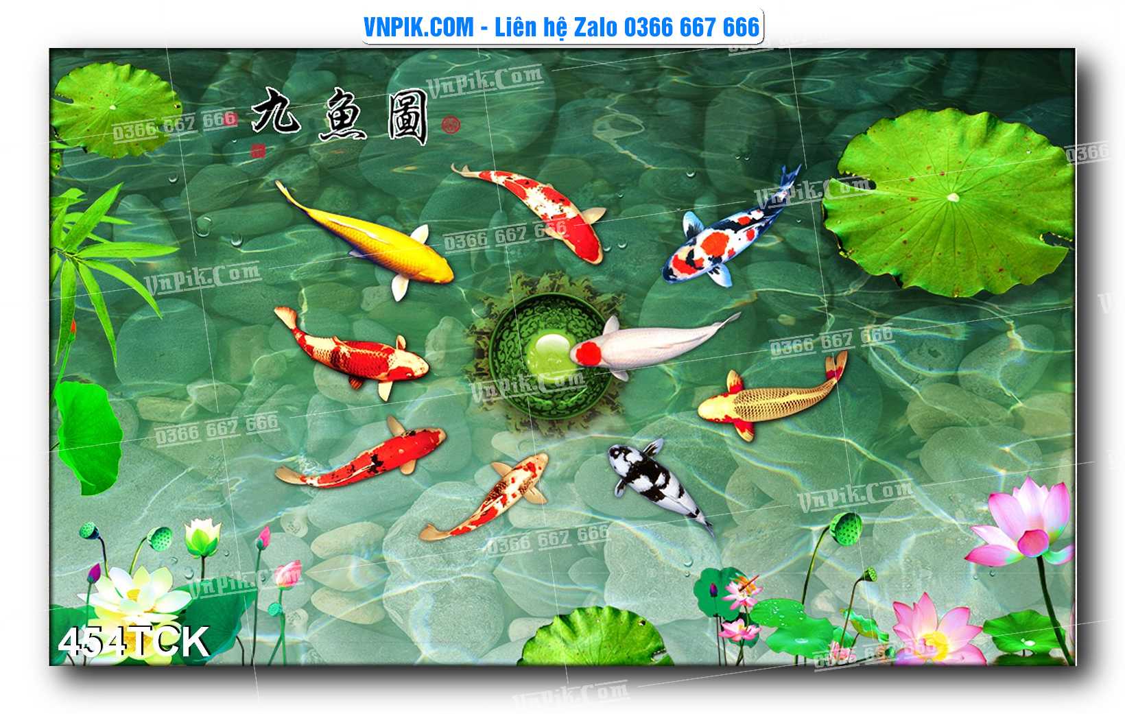 Tranh Hoa Sen – Cá Koi – Cá Chép  454TCK