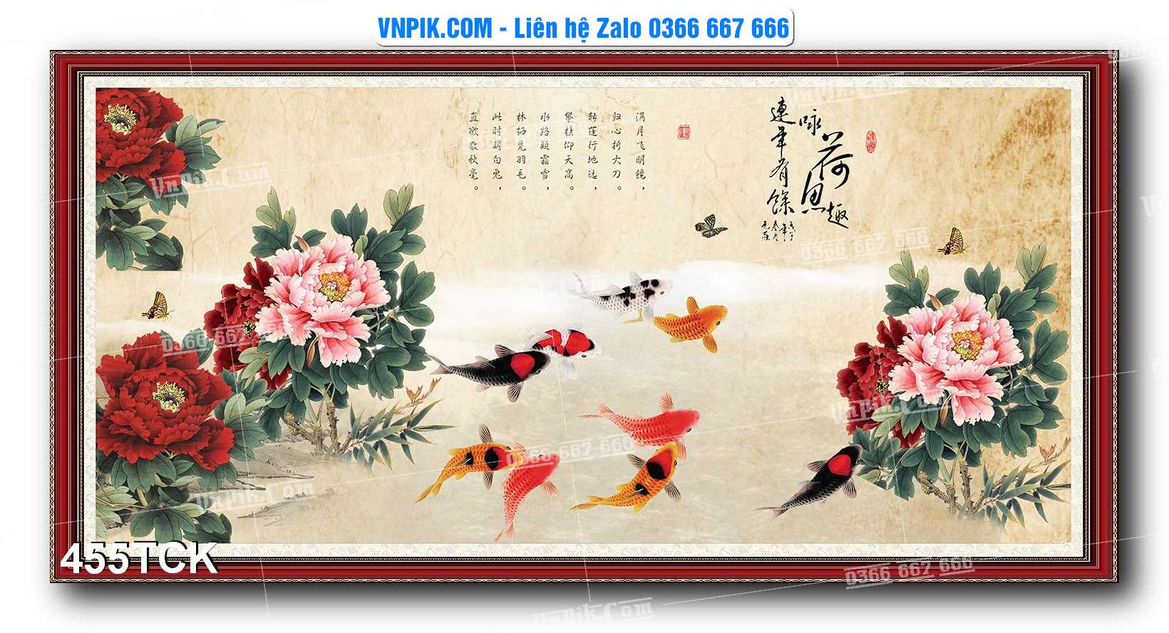 Tranh Hoa Sen – Cá Koi – Cá Chép  455TCK