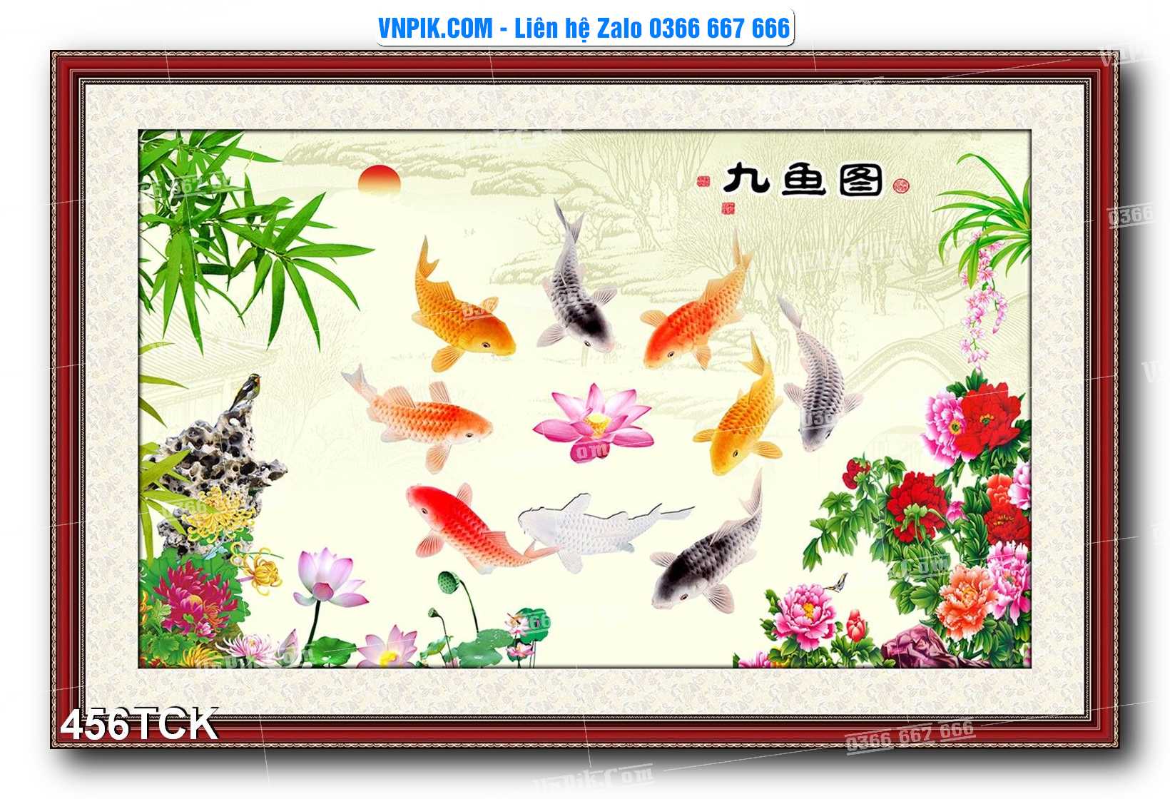 Tranh Hoa Sen – Cá Koi – Cá Chép  456TCK