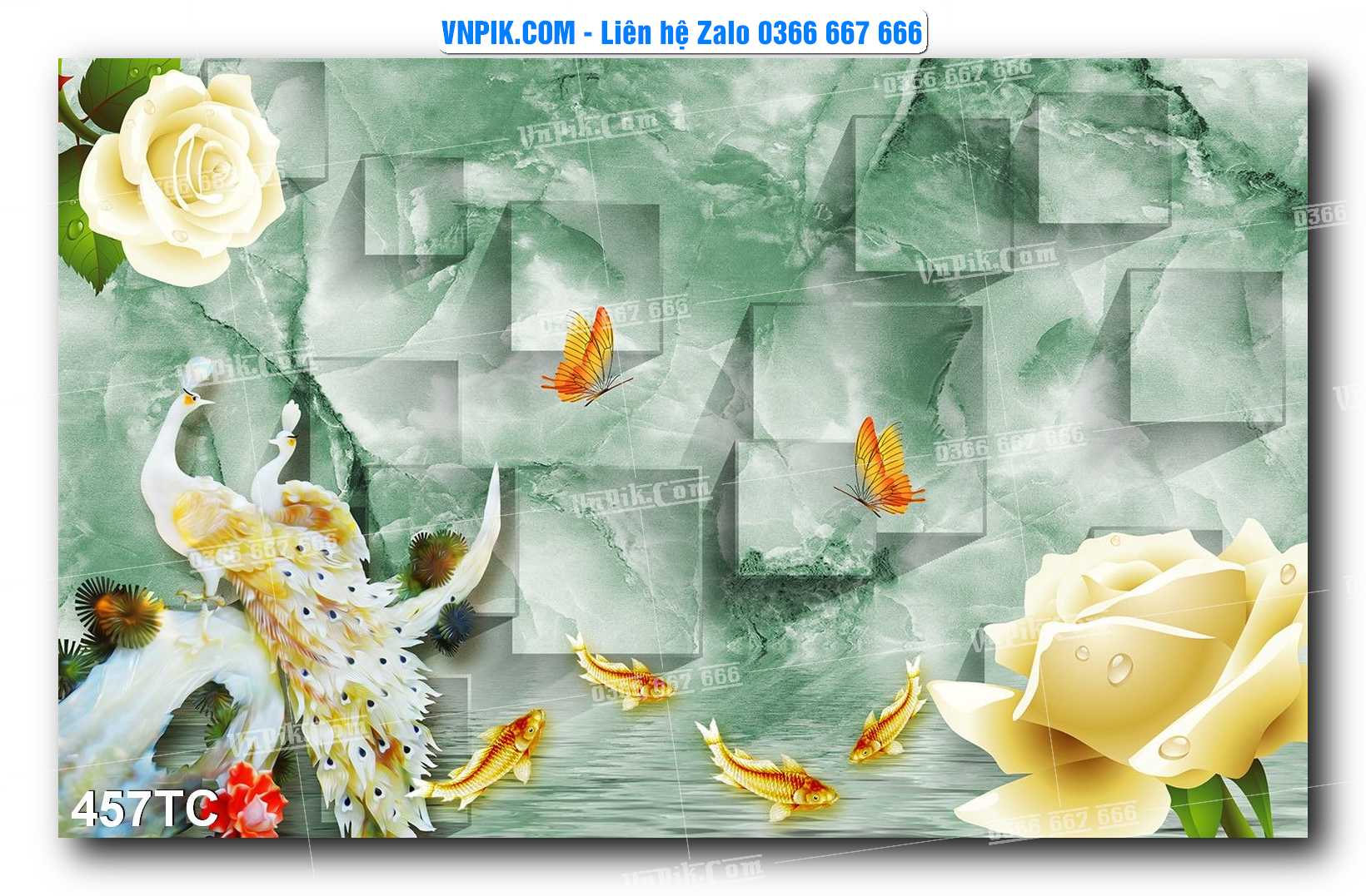 Tranh Treo Tường – Chim Công Hoa Mẫu Đơn 457TC