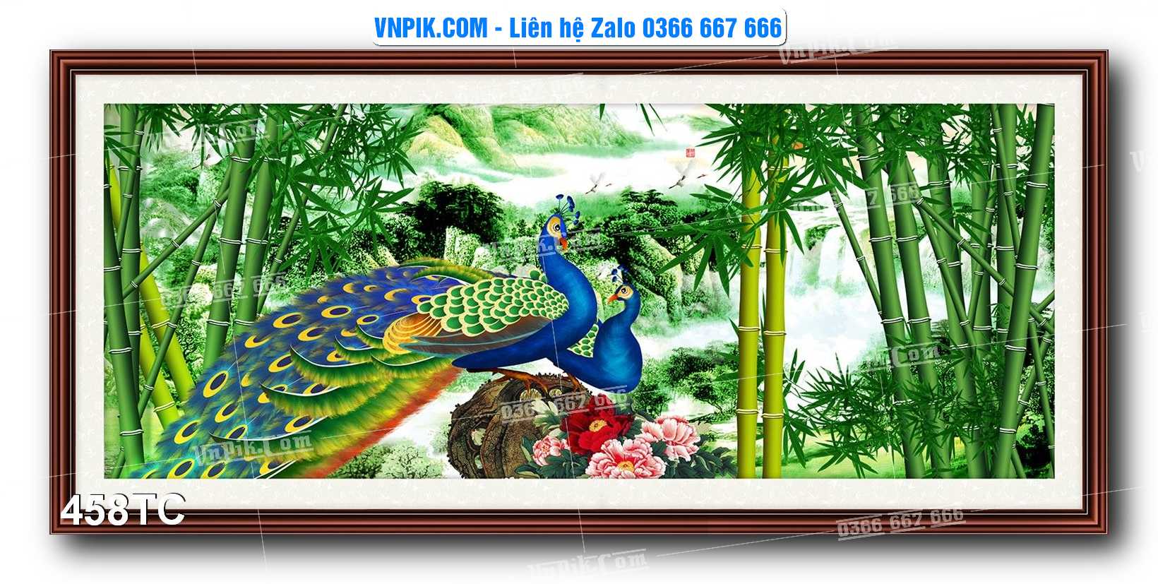 Tranh Treo Tường – Chim Công Hoa Mẫu Đơn 458TC