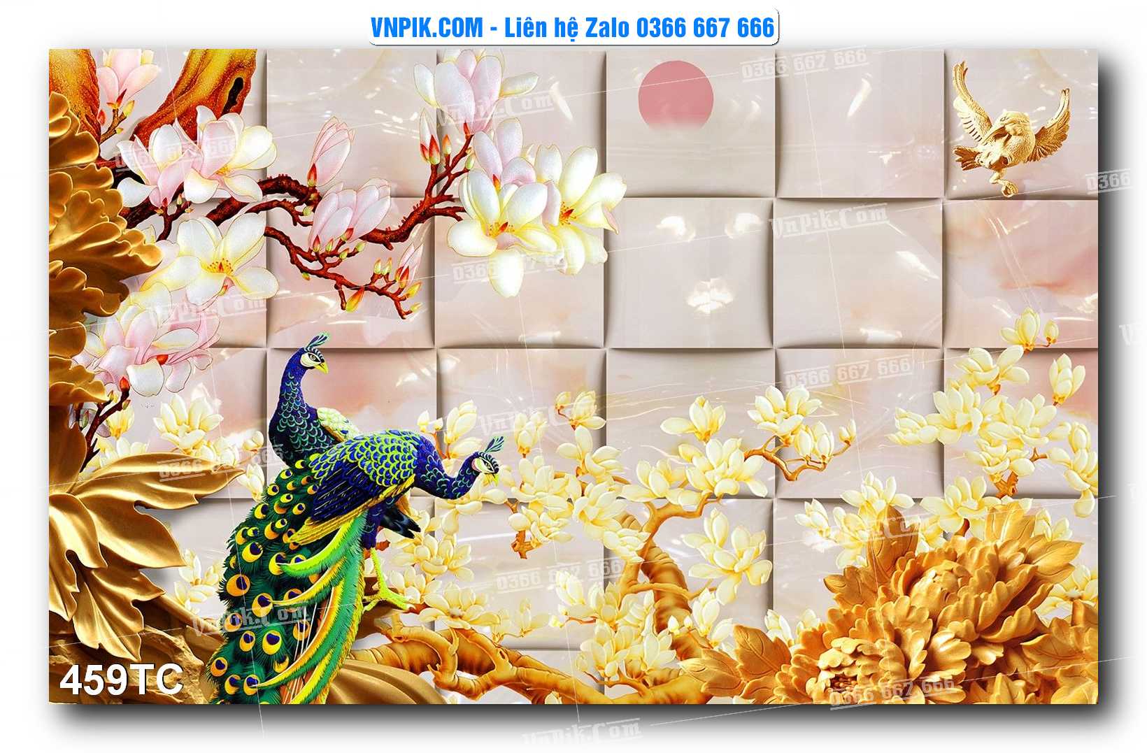 Tranh Treo Tường – Chim Công Hoa Mẫu Đơn 459TC