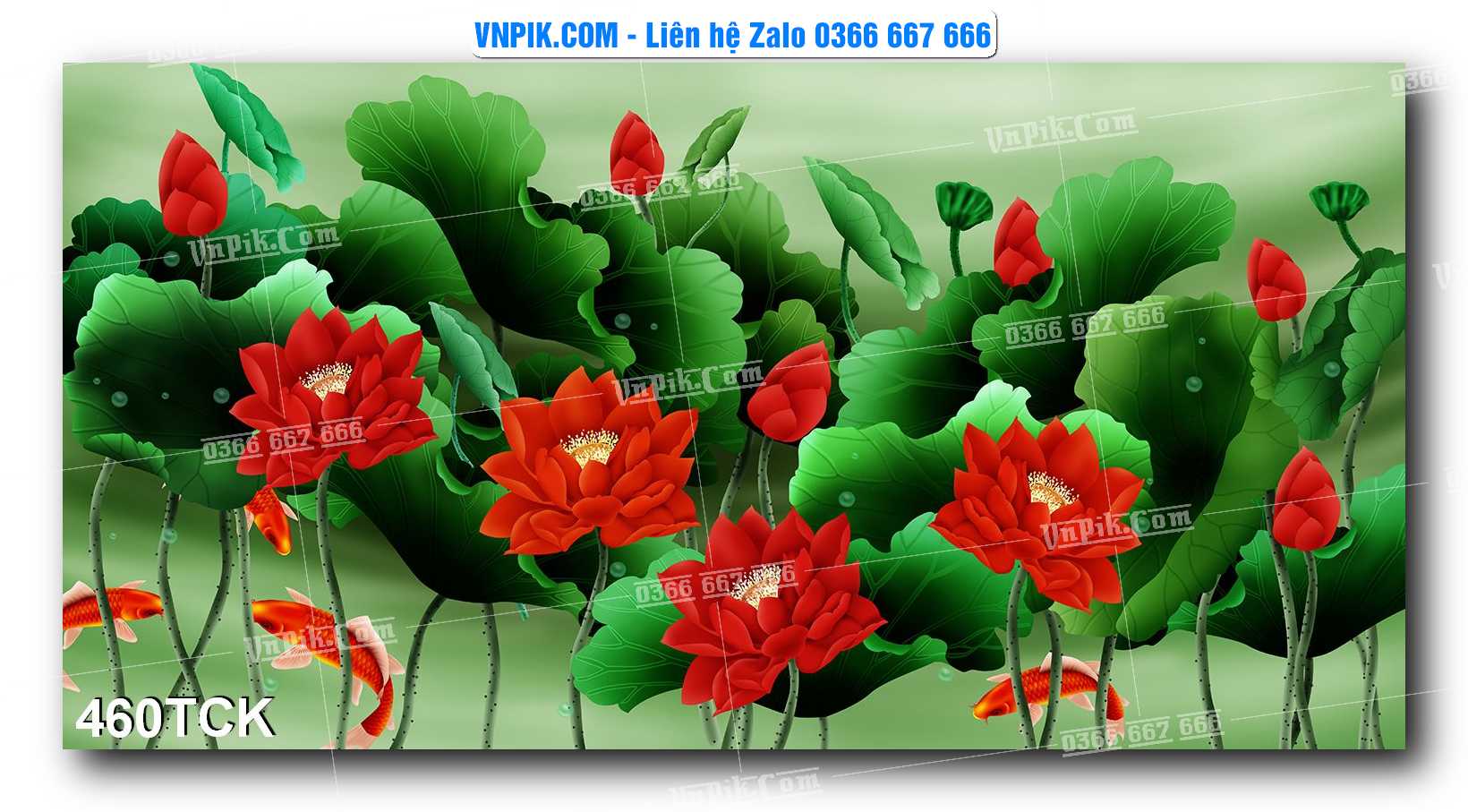 Tranh Hoa Sen – Cá Koi – Cá Chép  460TCK