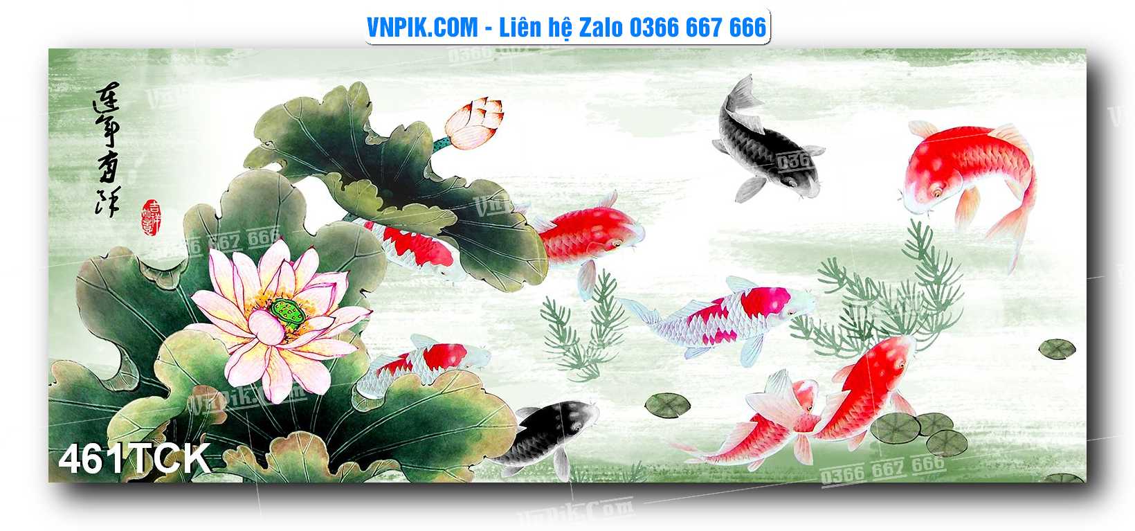 Tranh Hoa Sen – Cá Koi – Cá Chép  461TCK