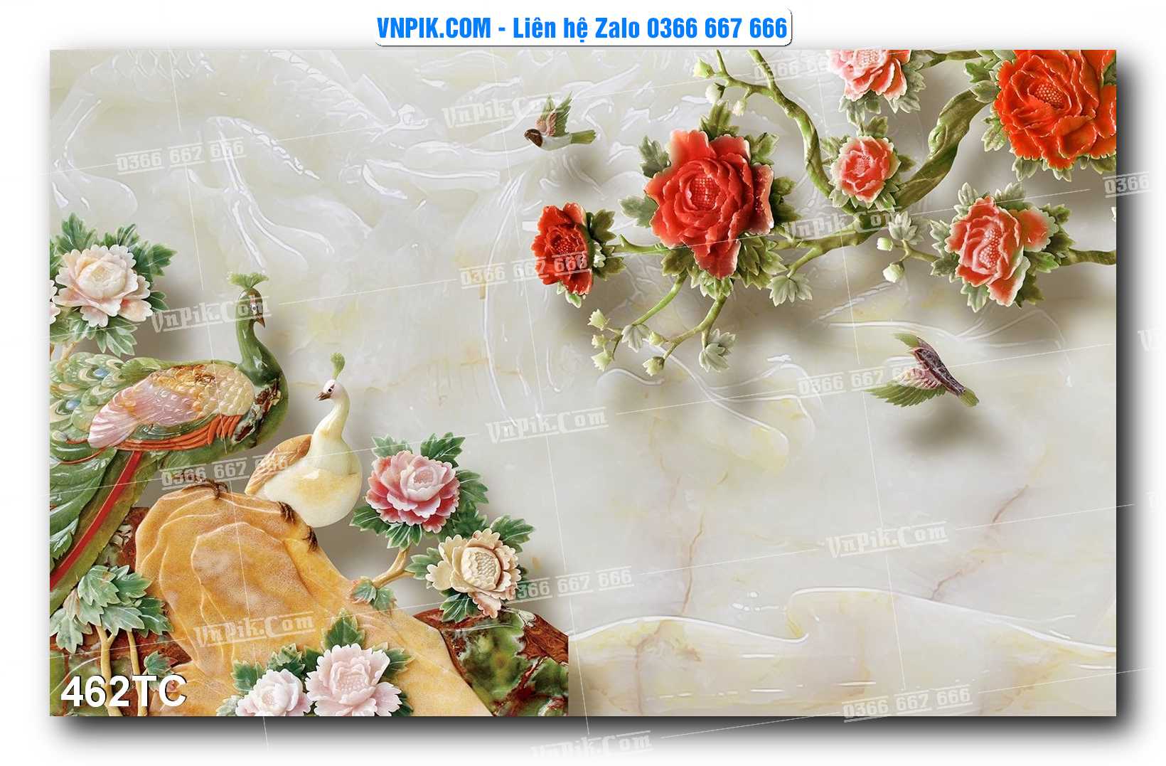 Tranh Treo Tường – Chim Công Hoa Mẫu Đơn 462TC