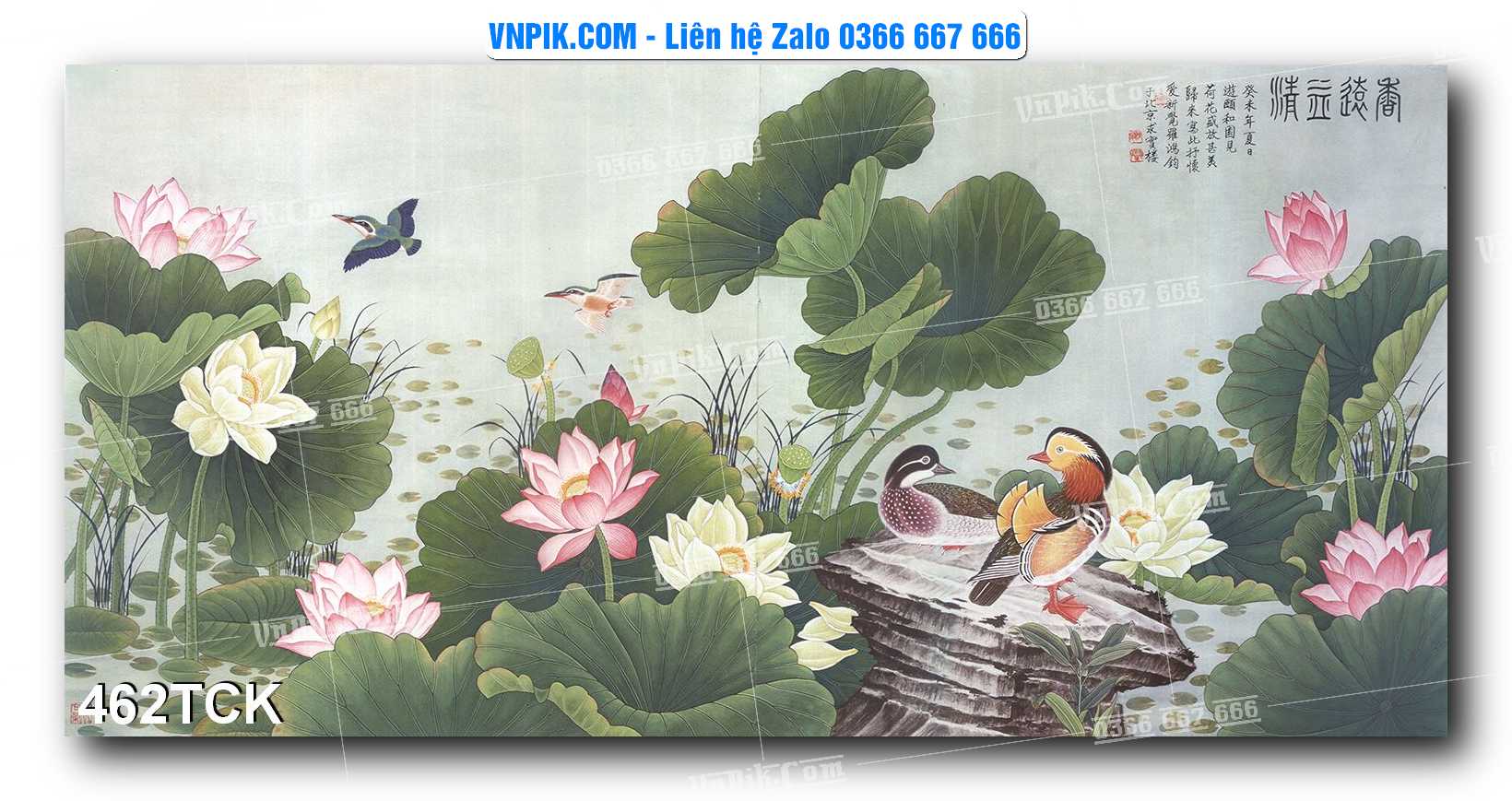 Tranh Hoa Sen – Cá Koi – Cá Chép  462TCK